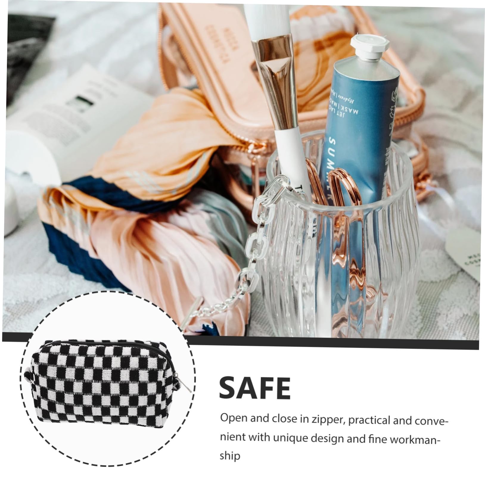 ifundom 4pezzi Borsa Cosmetica Righe Con Capacità Organizer Da Viaggio Pratico e Leggero Per Toiletta e Necessità Quotidiane Per Casa Ufficio e Viaggi