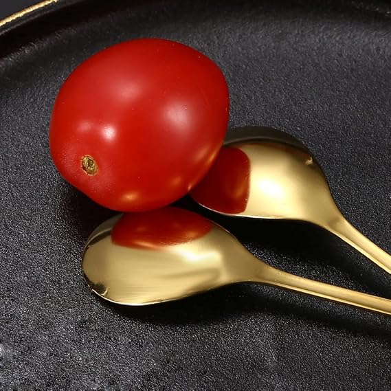 10 Pack Espresso Spoons, Crown Gold Plated Stainless Steel Mini Teaspoons Set for Coffee Sugar Dessert Cake Ice Cream Soup Antipasto Cappuccino