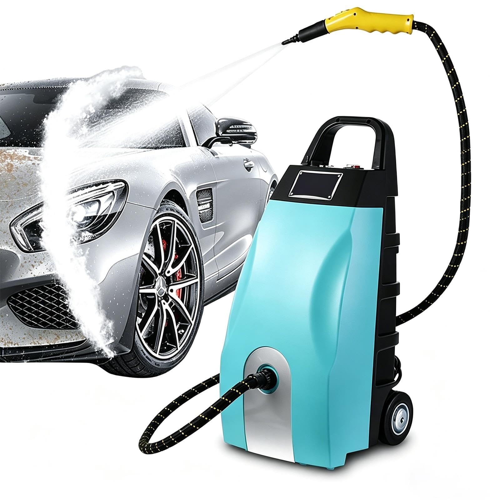 Pulitore A Vapore A Doppia Funzione 3000w, Generatore Commerciale Robusto Con 6 Accessori E Serbatoio Da 3,5l Rimuove Efficacemente Il Grasso Da Tappezzeria, Climatizzatori E Moquette(Blue)