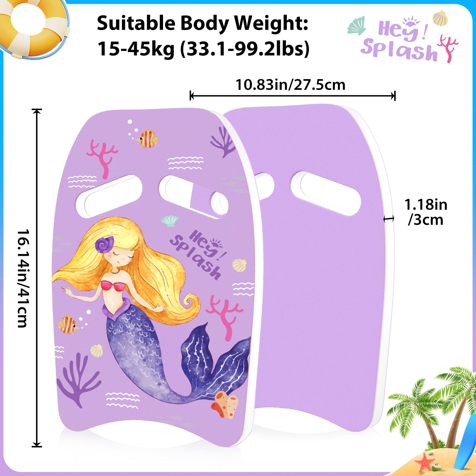 HeySplash Schwimmbrett für Kinder Erwachsene, Schwimmhilfe Schwimmen Kickboard mit Griffen, Schwimmbretter Schwimmnudel Kinder ab 3-6 Schwimmboard Schwimmtraining Schwimmen Lernen Schwimmstils