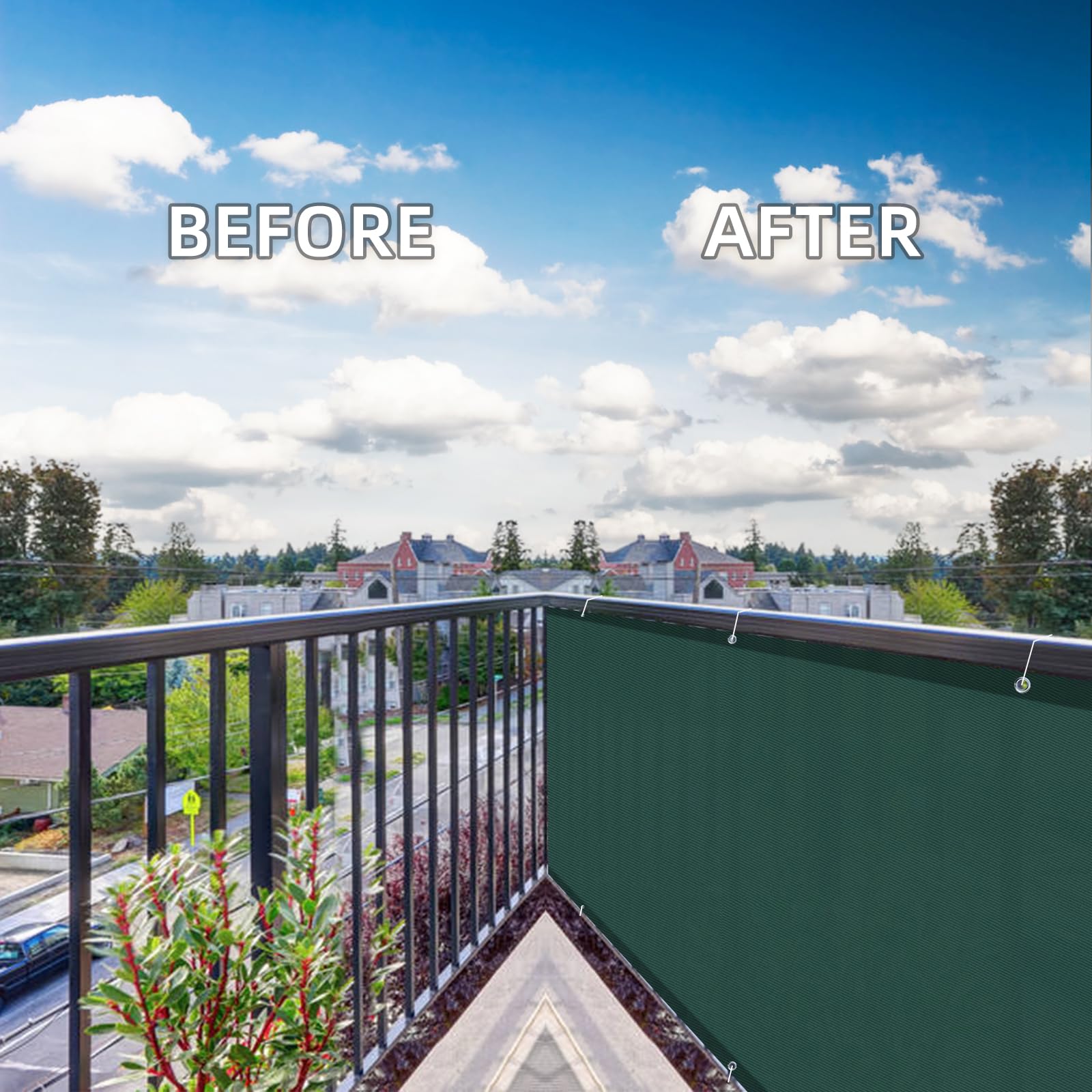 Sunnylaxx Frangivisto Balcone per Protezione 90x300 cm,Schermo Privacy,Recinzione Copertura per Privacy Balcone PES,per Balcone Giardino terrazza,con Occhielli e Fascetta, Verde Scuro