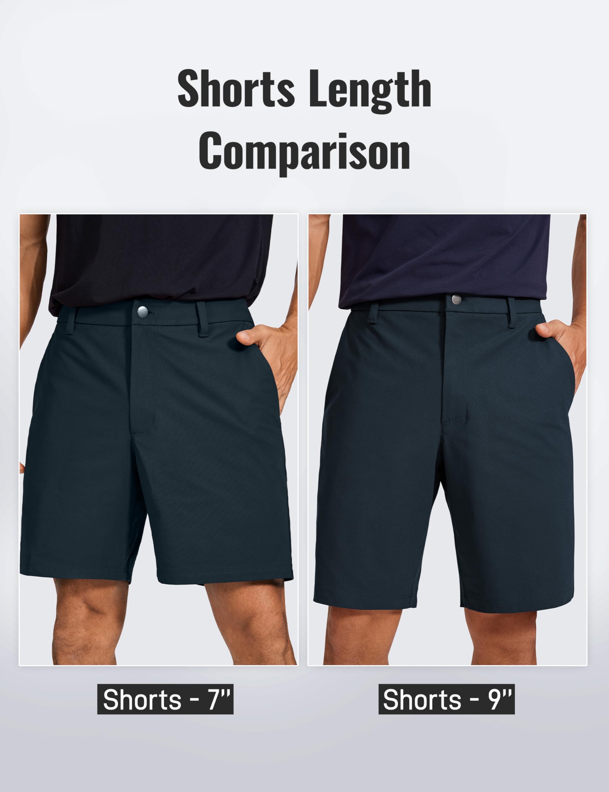 CRZ YOGA Pantalones Cortos de Golf para Hombre cómodos para Todo el día - 7/9 Pulgadas elásticos Ligeros Casuales de Trabajo Frente Plano Pantalones Cortos con Bolsillos