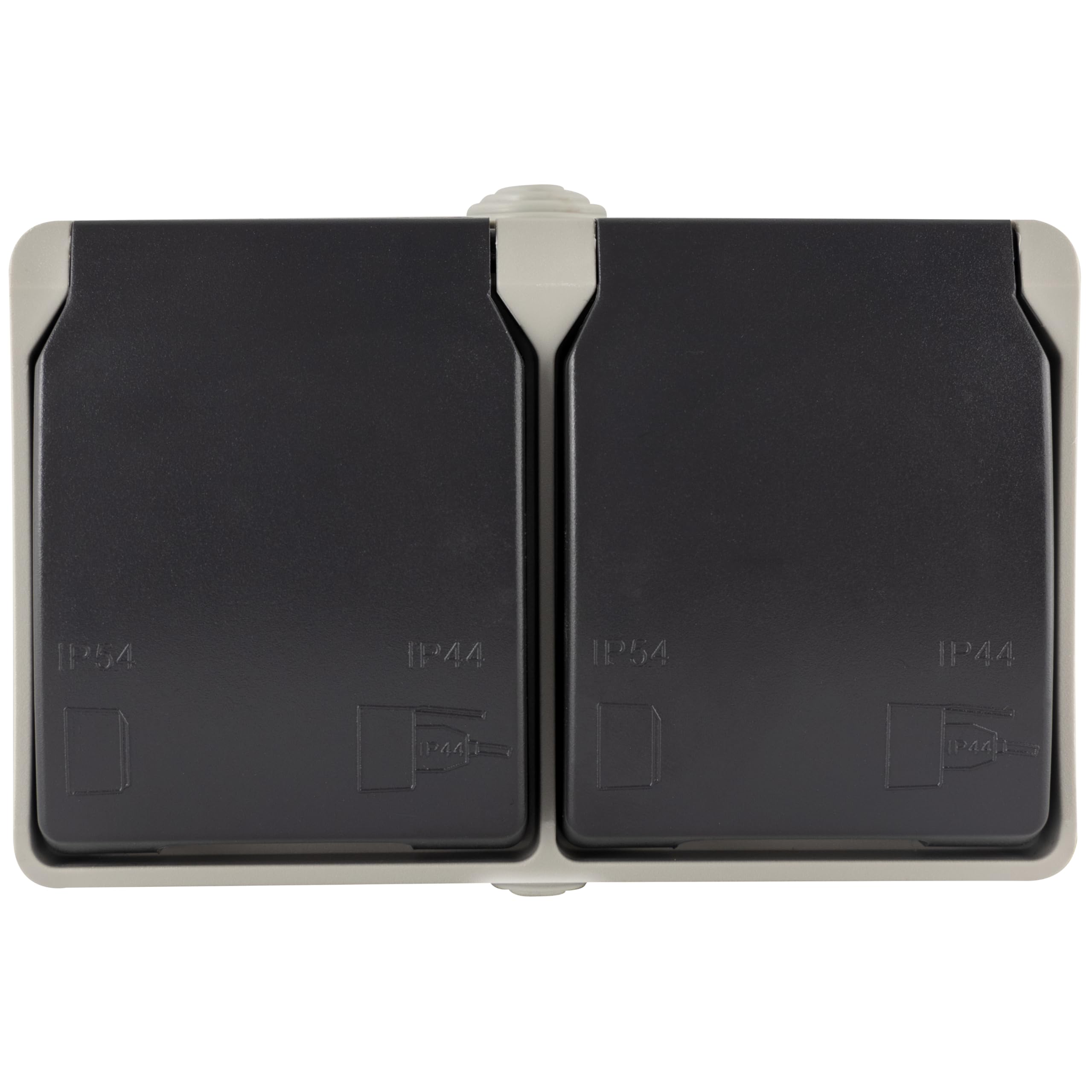 REV - AquaMini, Presa Per Ambienti Umidi, 30% In Meno Di Volume, Altezza X Larghezza X Lunghezza: 48 X 56 X 76 Mm, IP54 Bipolare, 16 A, A Parete, Grigio