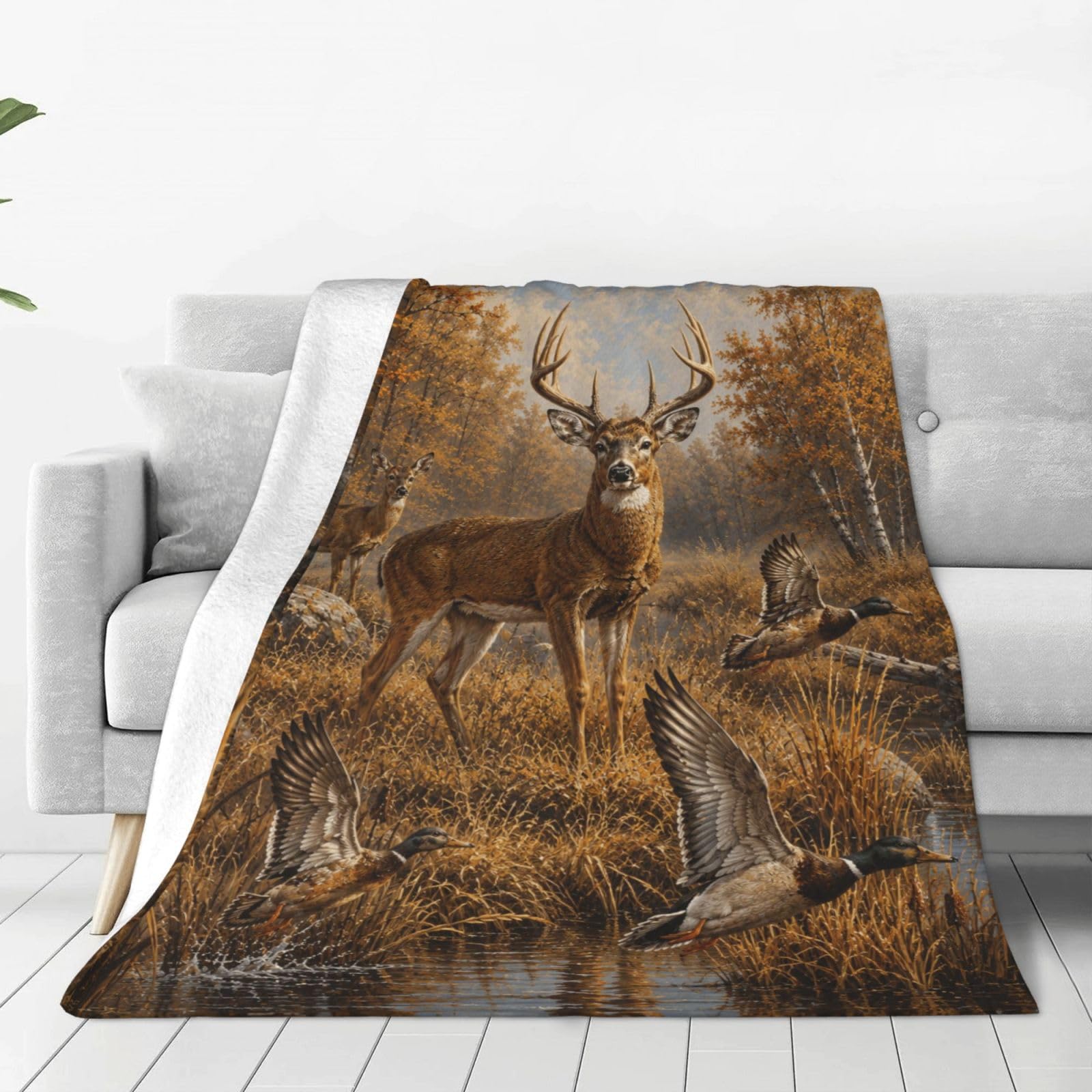 Banonaty Men's Hunting Deer Throw Blanket Gifts Stuff For Wo 50"X40"