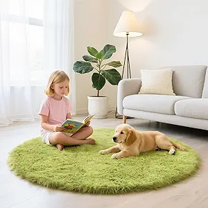 Fluffy Round Area Rugs for Bedroom,4'X4'Shag Circle Area Rugs for Living Room,Non Slip Fuzzy Plush Rug for Kids Room Boys Girls Room and Dorm Home Decor Rug