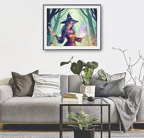 Miniatura 3 de NIHO-JIUMA Kits de pintura de diamantes de magia de bruja, kit de arte de diamantes de taladro completo 5D para adultos, regalos de decoración del