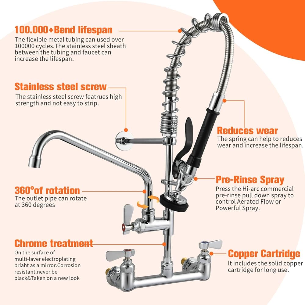 Amazon.co.jp: APLWY 高さ25インチ 商業用蛇口 壁マウント