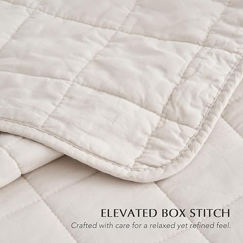 Miniatura 3 de EVERGRACEHOME Juego de ropa de cama de 3 piezas de 100% algodón con puntada de caja, tamaño King, ligero, suave y acogedor, juego de colcha