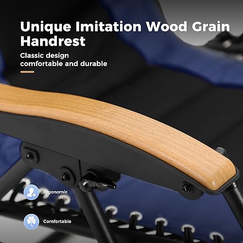 Miniatura 6 de MAISON ARTS Silla de césped acolchada de gran tamaño XL de gravedad cero anti gravedad, silla reclinable ajustable con almohada y soporte para