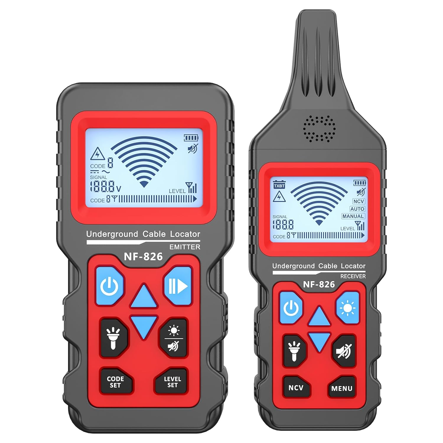 NF-826 Underground Wire Locator, AC/DC 12 to 400V (NVC) Rechargeable 3-4 Feet Deepth Underground Cable Locator, Wall Pipeline Buried Wire Detector, Fuse, Switch, Short Circuit Breaker Cable Tracer