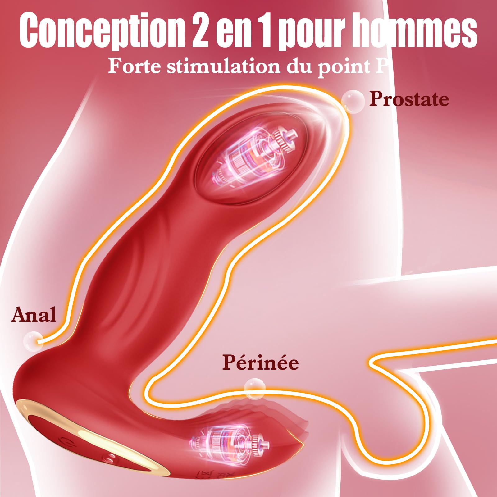Vibratoreper Donna Uomo Professionale Sexytoysys Plug Anale-Dilatatore Donna Uomo Sex Toys Sessuali Vibratore per Uomini APP Dildo Anale 9*9 Modalità Vibratori Stimolatore Clitoride Femminile(Rosso)