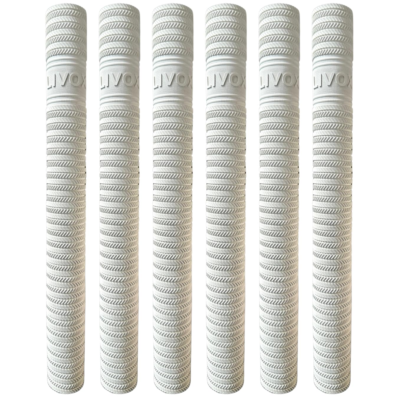 LIVOX Rubber Cricket Bat Grip White Ring Texture Bat Handle Gripper Cricket Accessories for Boys Cricket Bat Gripper, White, Pack of 6