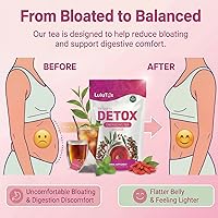 Vista 4 de LULUTOX Té Detox - Té adelgazante con diente de león y ginseng para apoyar los objetivos de limpieza desintoxicante, vientre plano, hinchazón