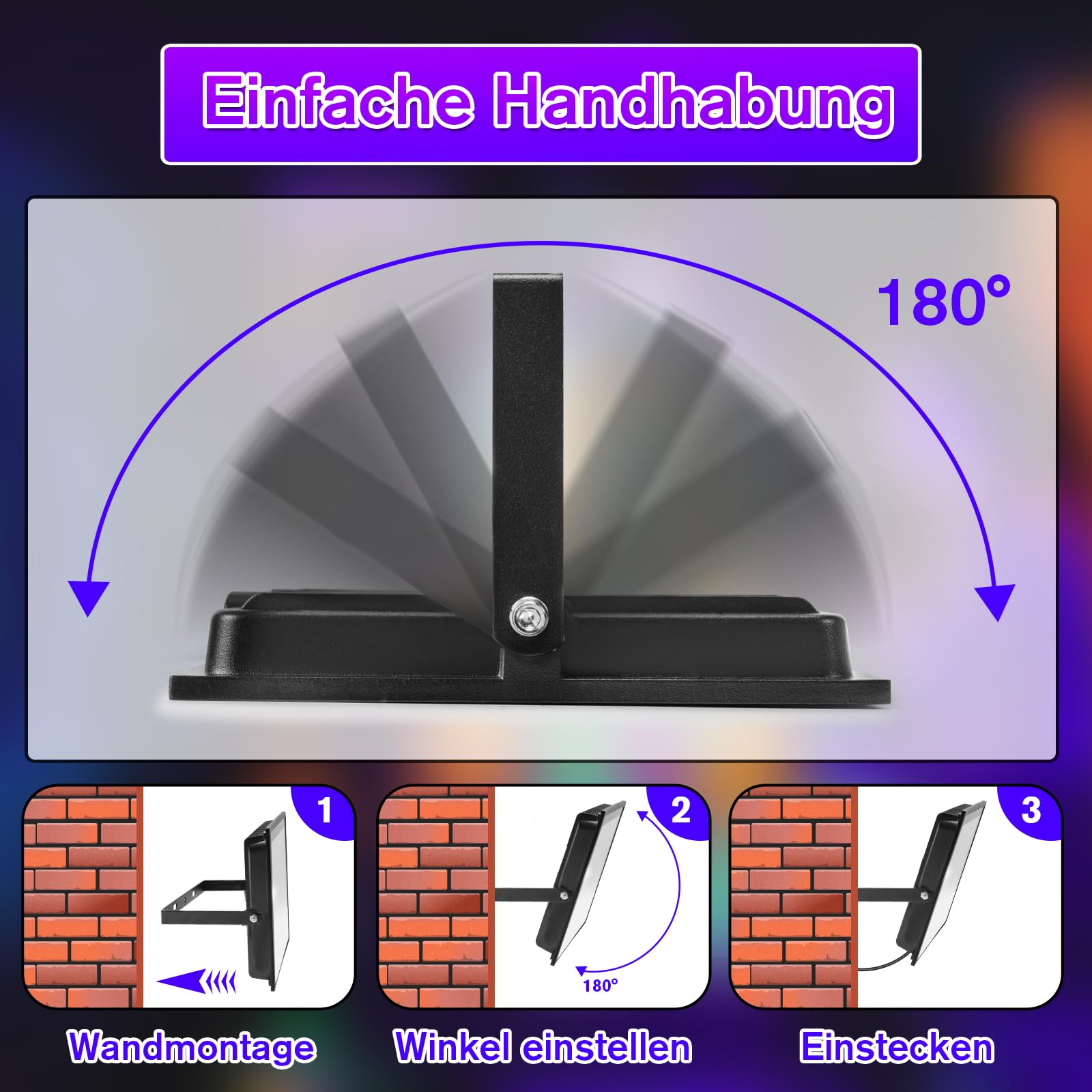 Lumière Noire UV 100W IP66 Étanche - 180 LED 395-400nm, Lampe Ultra Violet Pour Soirée Fluo, Bodypainting, Disco, Halloween