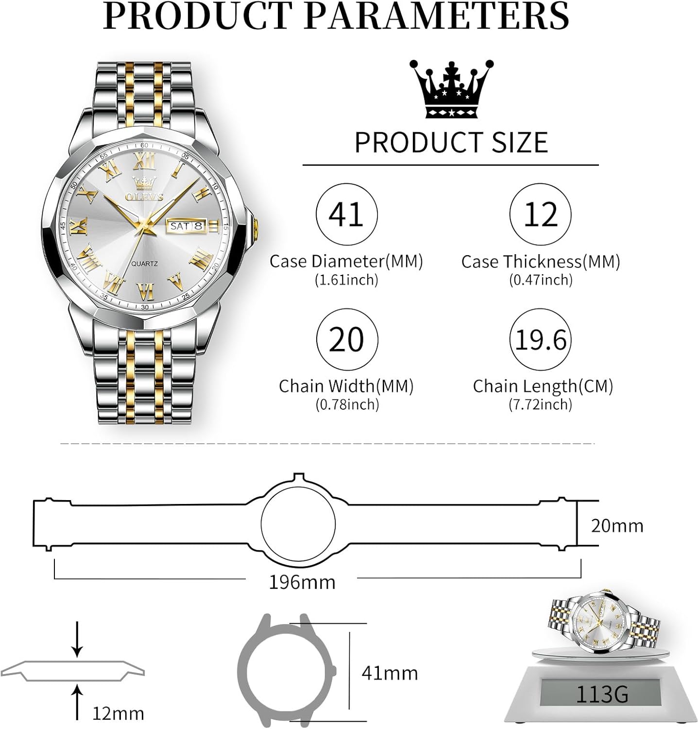 OLEVS Mens Silver Watches Luxury Waterproof Silver Watch for Men Analog Quartz Stainless Steel Men's Dress Watches Classic Casual Wrist Watch Large Face with Date Relojes para Hombres - Image 5