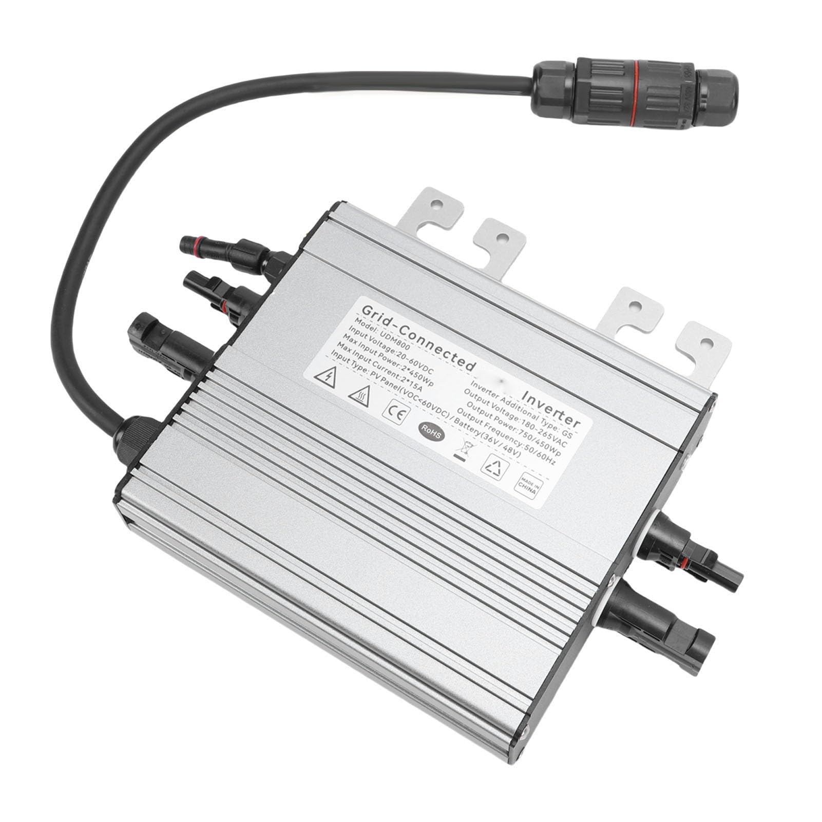 Microinversor de Conexión a Red de 800W, con WiFi, Inversor Solar con Modo de Batería Fotovoltaica de Entrada Dual IP65, para Energía Doméstica