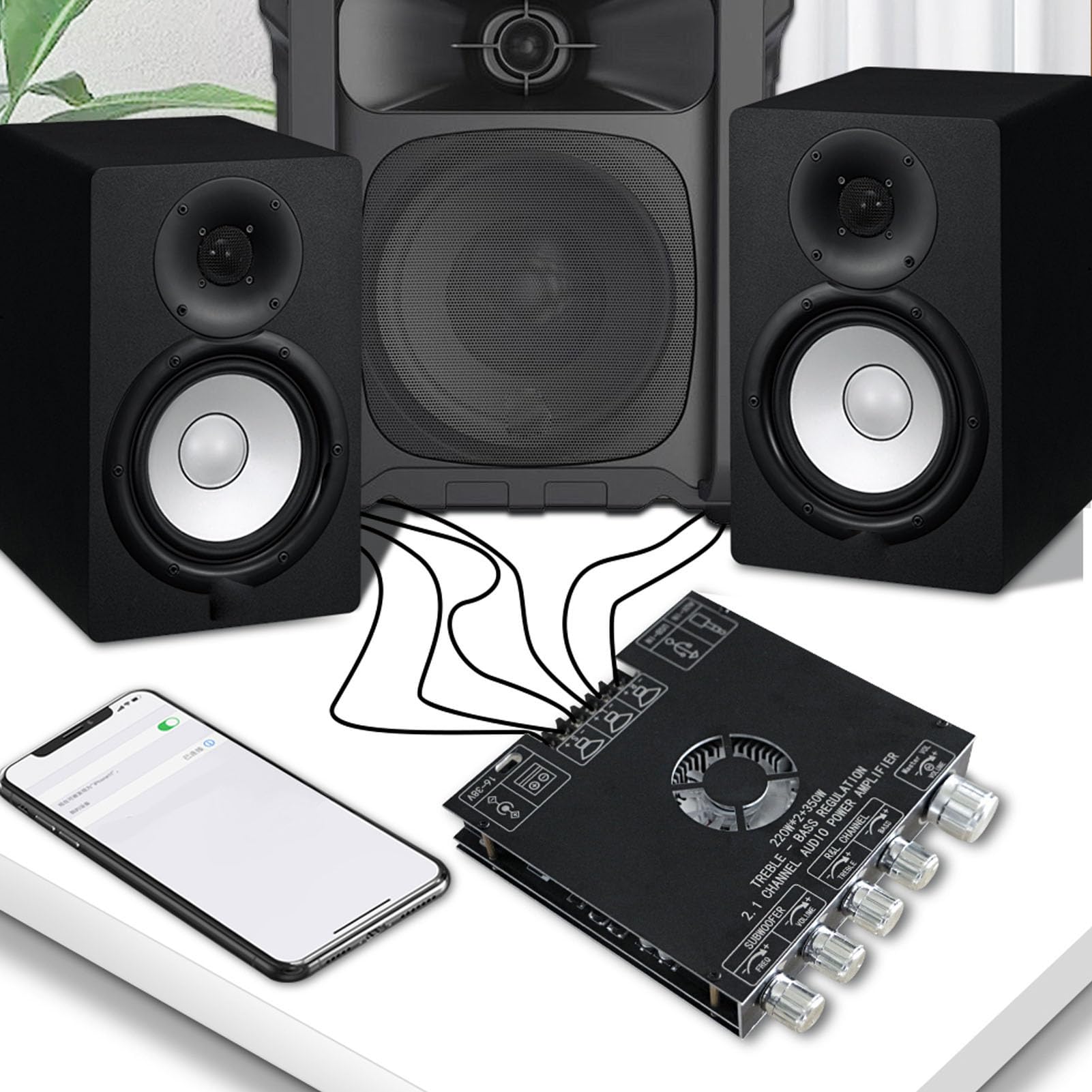 Głośnik wzmacniający Bluetooth Mavaol Układ TPA3255, przesyłanie strumieniowe, sterowanie subwooferem, głośność, ton, bas, do domowego sprzętu audio i telewizji