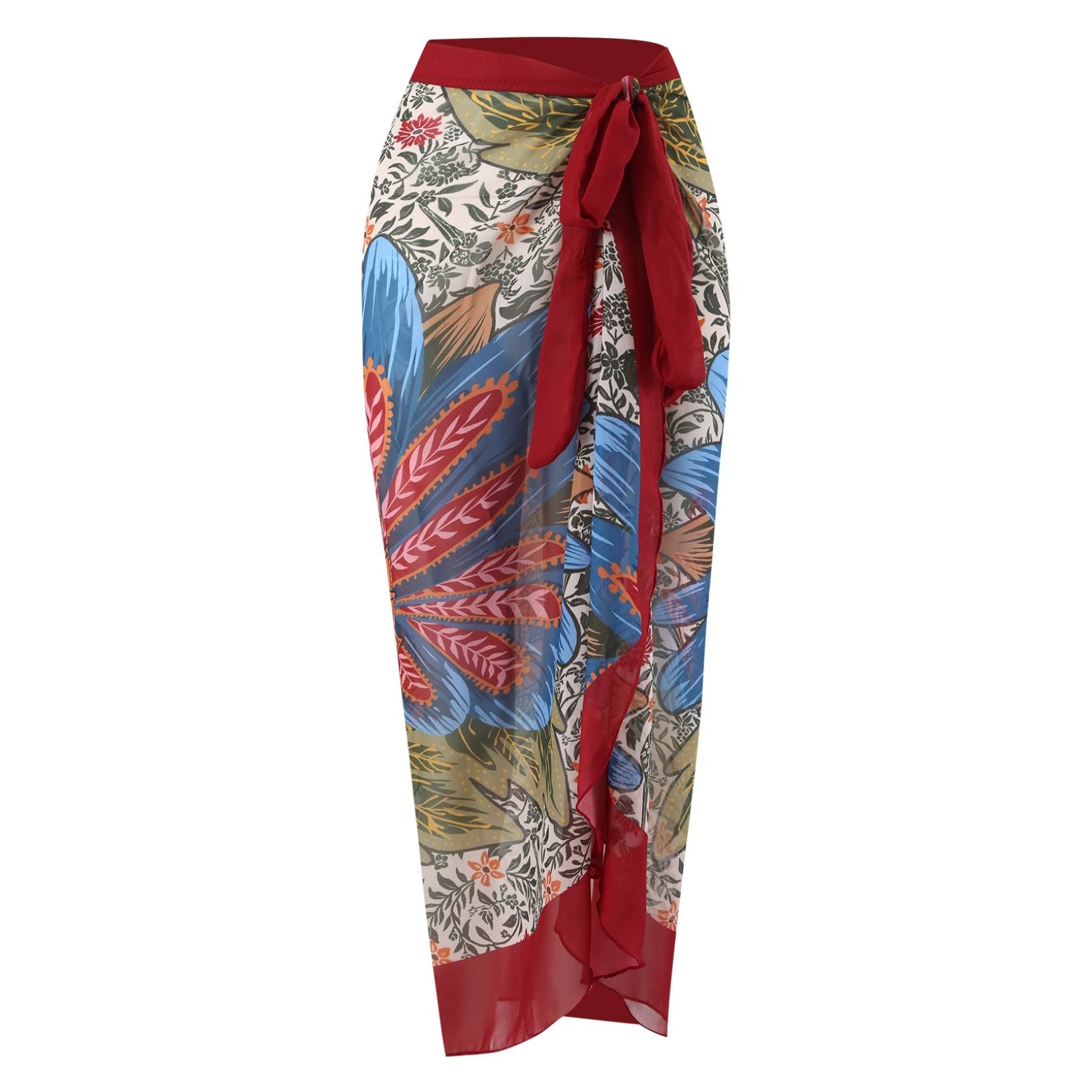 Mujeres Traje De Baño De Dos Piezas con Falda Larga Sarong Playa Cover Up Beachwear para Playa, Piscina, Vacaciones Tropicales (Color : F, Size : L)