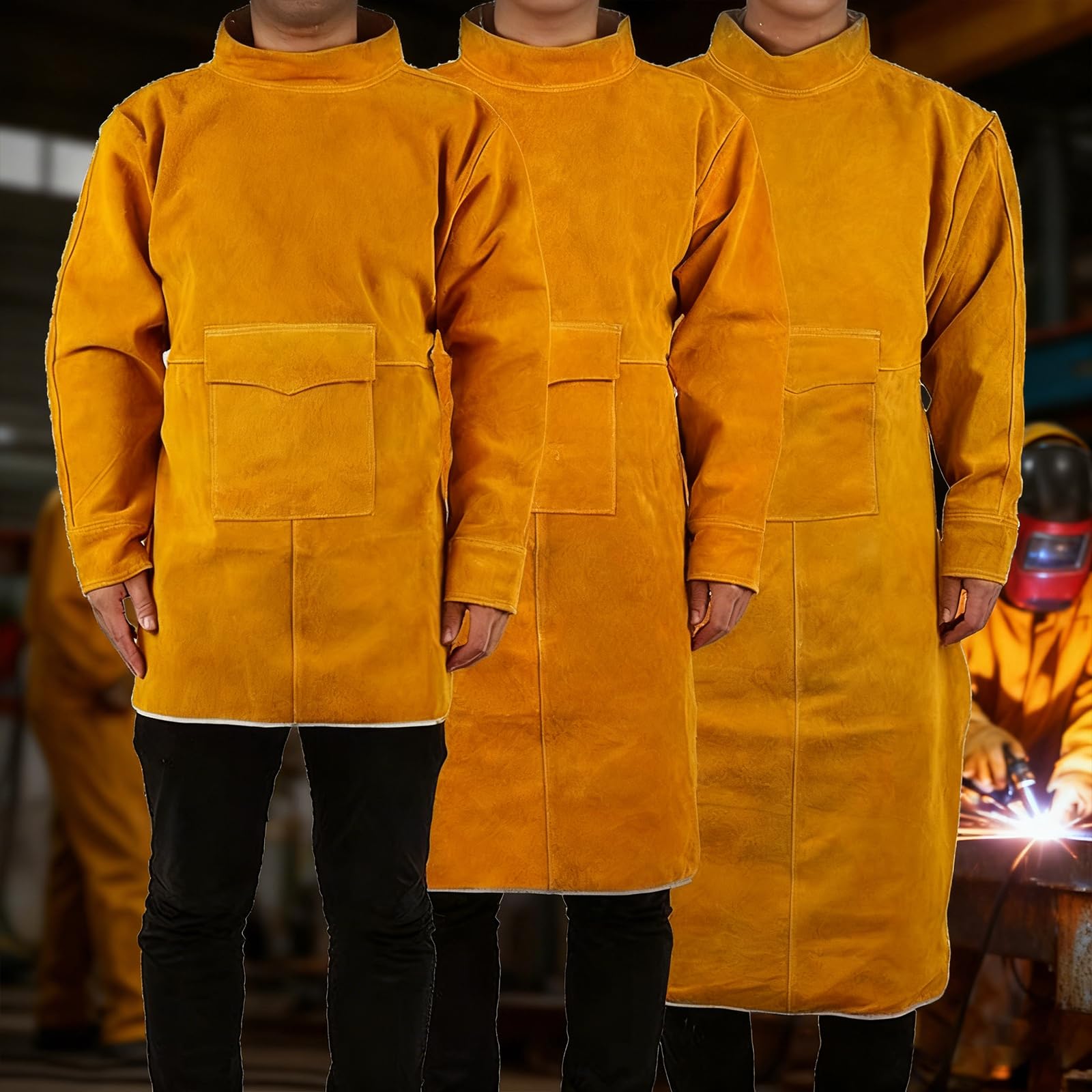 Duty Tablier de soudeur en cuir, ignifuge, résistant aux éclaboussures, vêtements de protection isolés thermiquement pour homme et femme. Utilisez un tablier en cuir