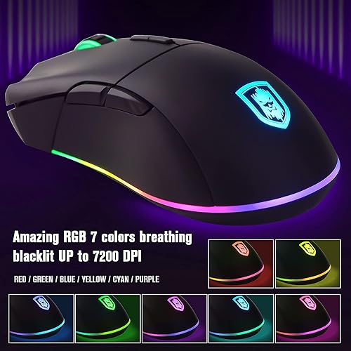 Miniatura 2 de Combo de teclado y mouse RGB para juegos 87 teclas teclado para juegos con cable USB sensación mecánica retroiluminada con 7200 DPI para PC MAC PS4