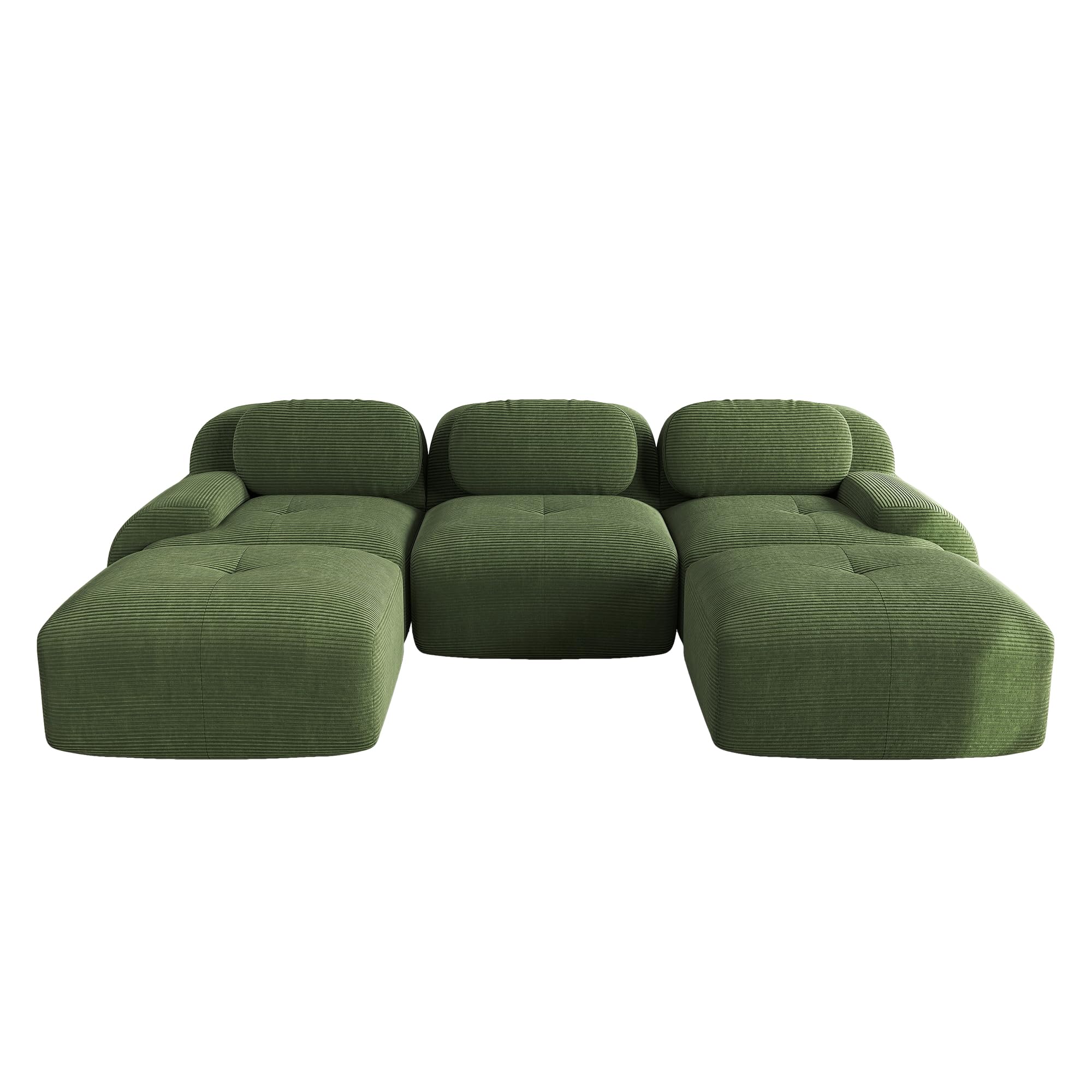 Divano a U Premium Green modulare senza montaggio, antiscivolo per animali domestici, braccioli extra larghi 32D, imbottitura altamente elastica per soggiorno, camera da letto, ufficio