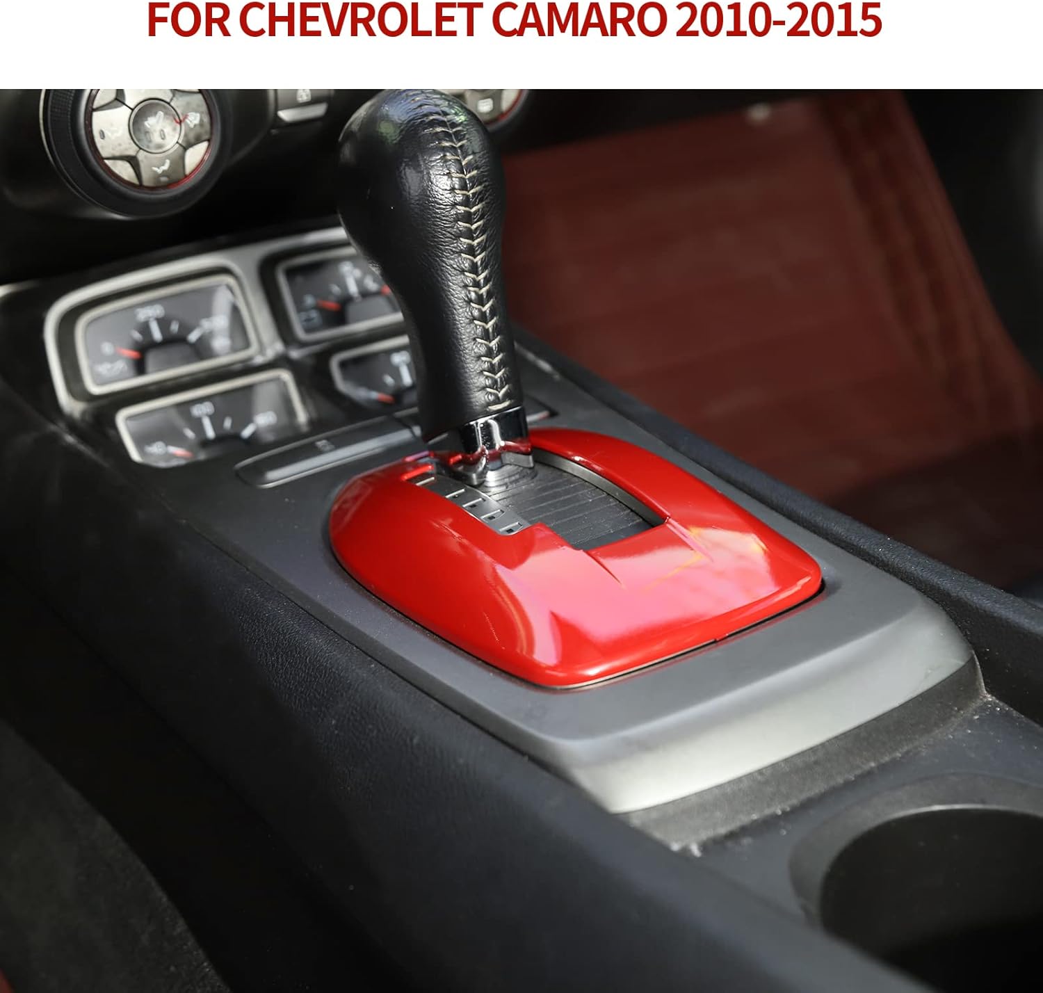 CheroCar for Chevrolet Camaro Gear Shift Panel Frame Cover Trim Interior Accessorie Accessories for Chevrolet Camaro 2010-2015 (Red)