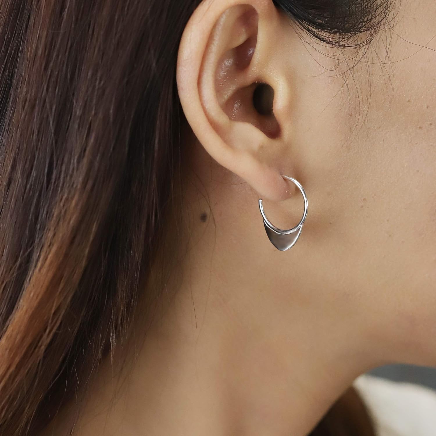 Boma Jewelry Sterling Silver Crescent Post Hoop Earrings