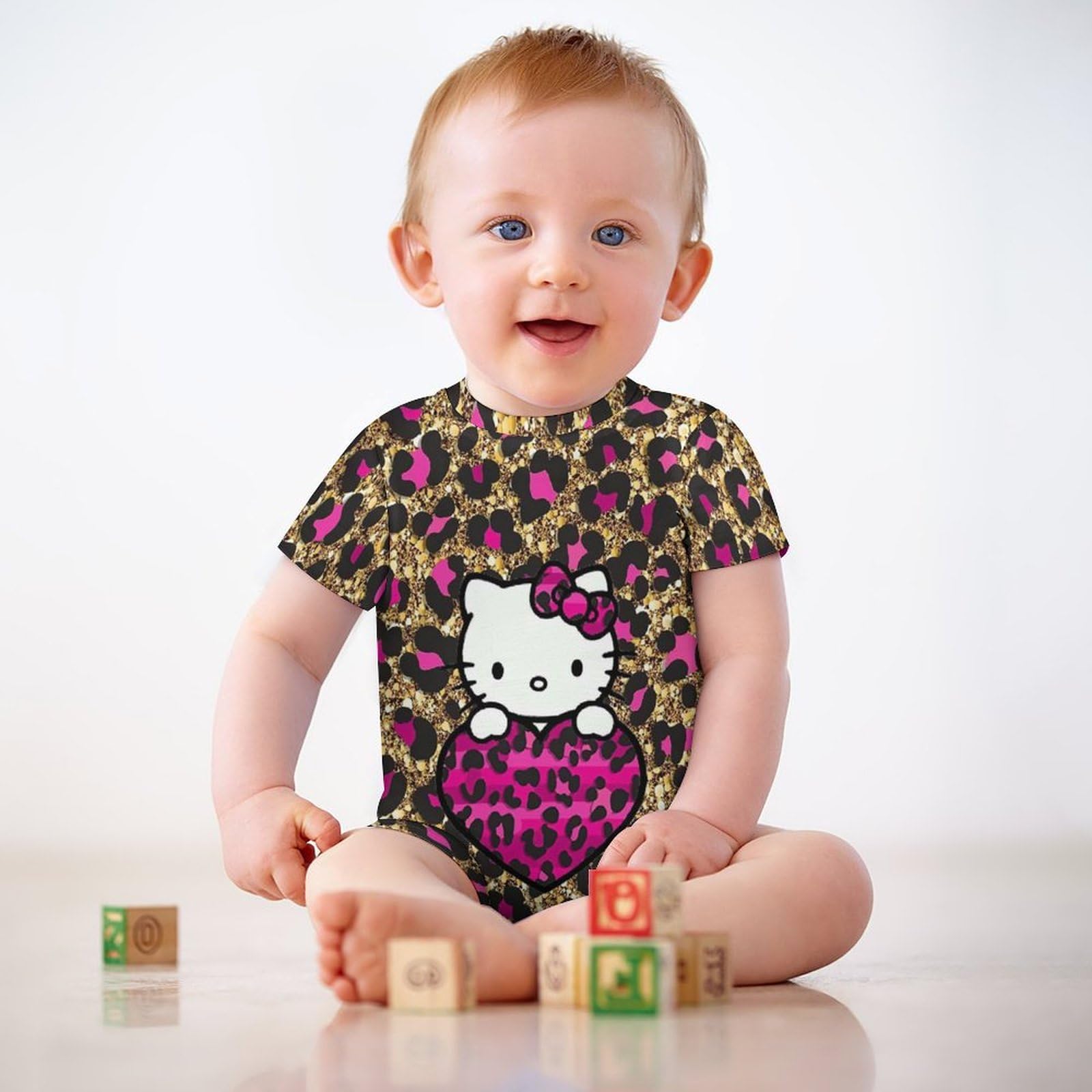 Amazon.co.jp: ロンパース ハローキティ ヒョウ柄 ベビー服 短袖