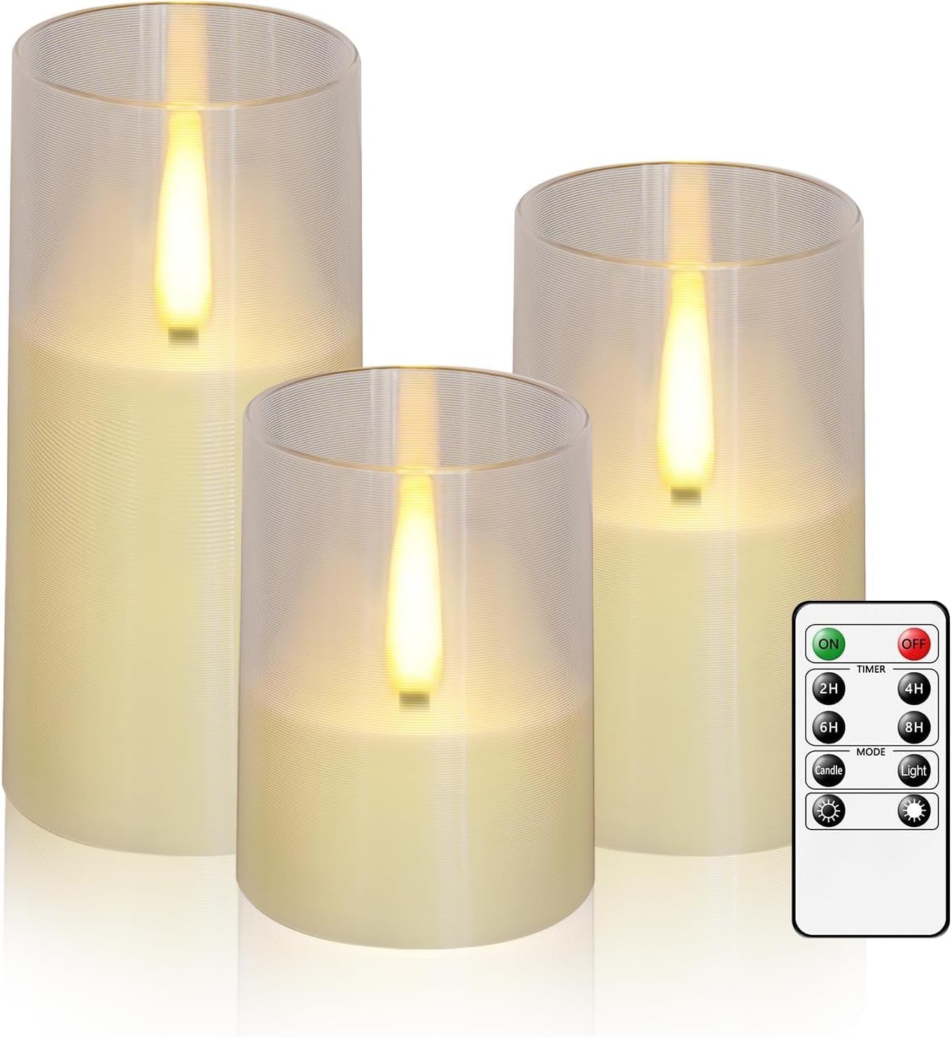 flameless LED Candles Battery Operated with Remote Control 7 Set Home Decoration (Ivory3)