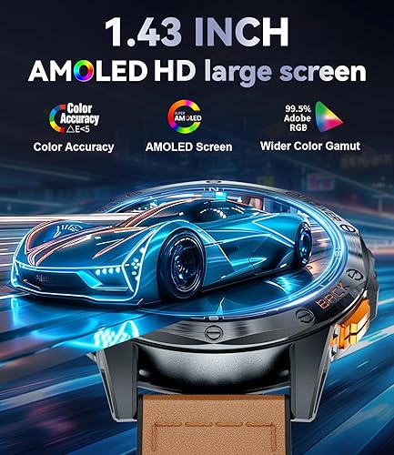 Miniatura 4 de Relojes inteligentes con GPS integrado, rastreador de actividad AMOLED de 1.43 pulgadas con linterna LED, brújulabatería de 530 mAh, monitor de
