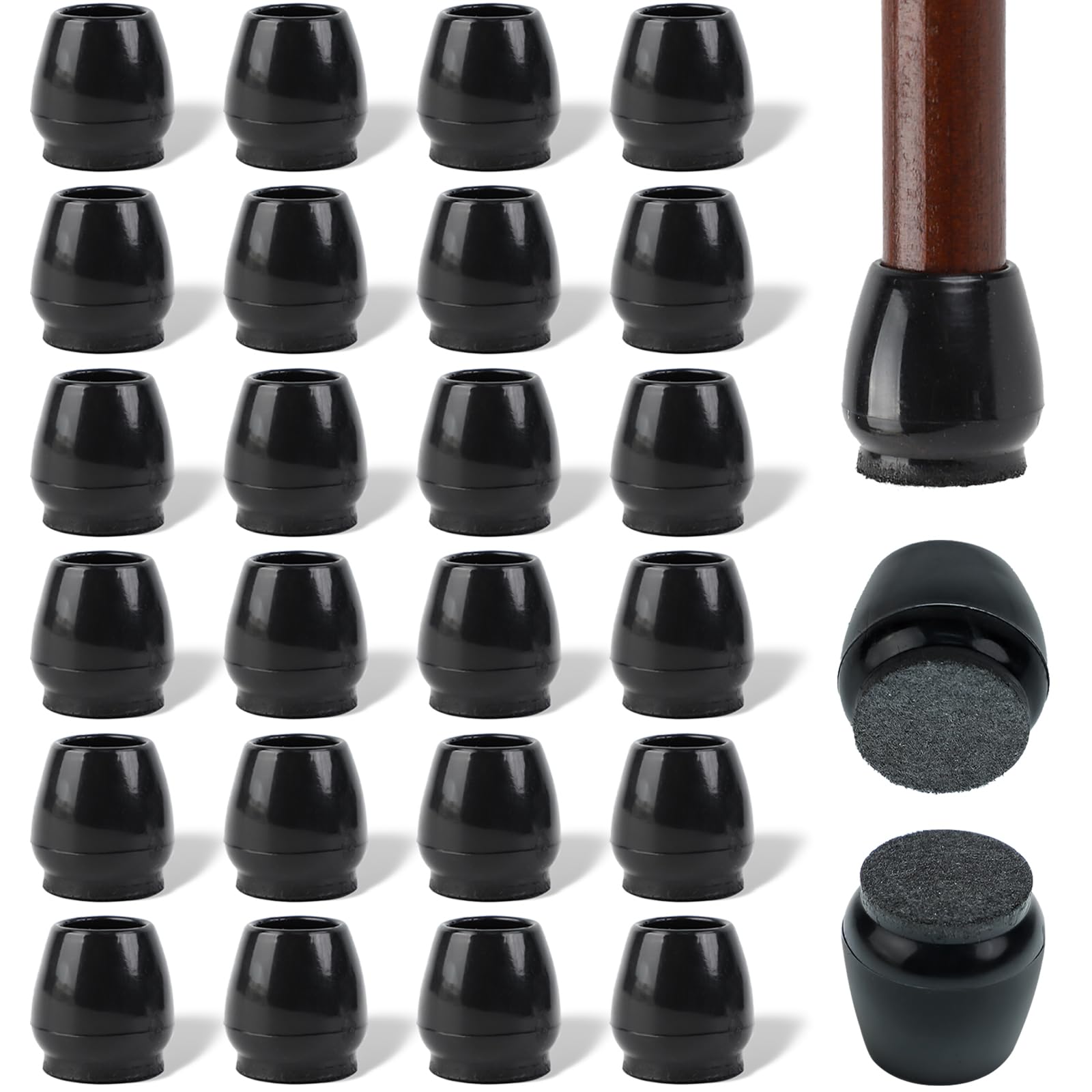 MHwan 24 Piezas Protector Patas Sillas, 15-20 MM, Protector Sillas Patas Silicona Gruesas y Silenciosas, Antideslizantes y Resistentes Al Desgaste, Protegen el Suelo, Son Lavables y Reutilizables