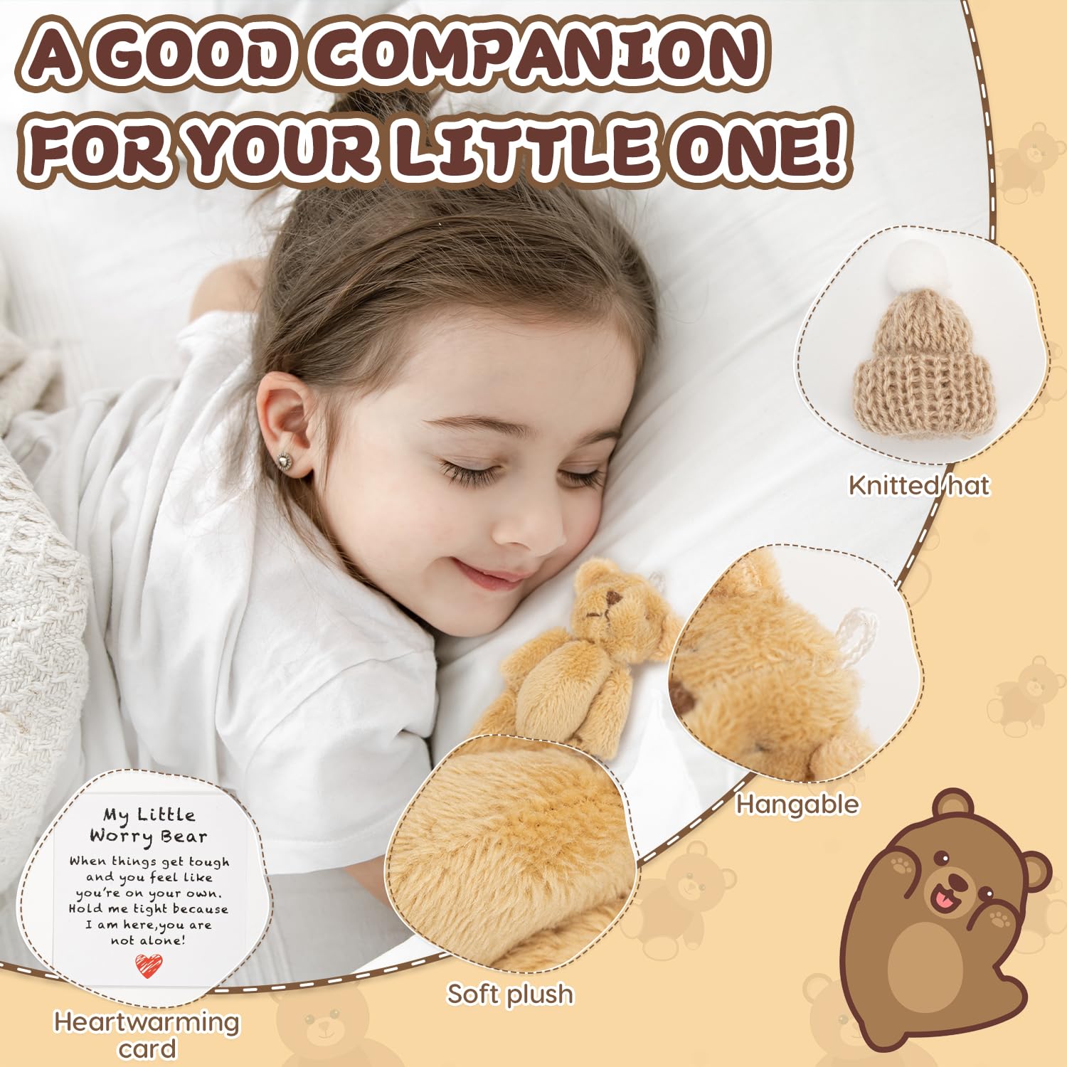3pcs Worry Bear Hug in a Box, Pocket Bears in Box, Little Bear - Image 2