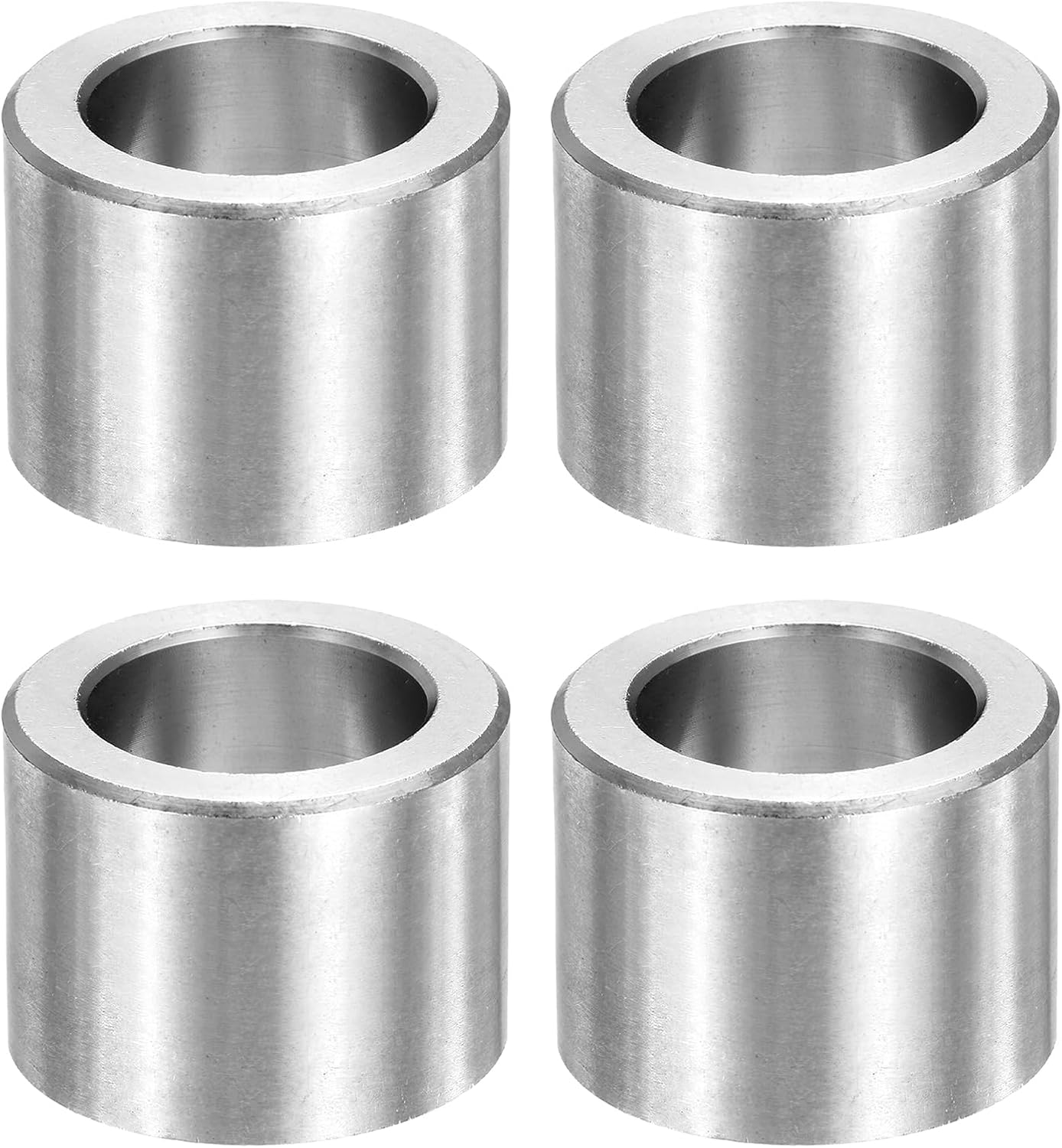 MECCANIXITY 4pcs M16 Metal Spacers, M16 IDx22mm ODx10mm Length Stainless Steel Spacer Round Unthreaded Standoff Bushing Plain Finish for Screw Bolts, Silver 16x22x10mm