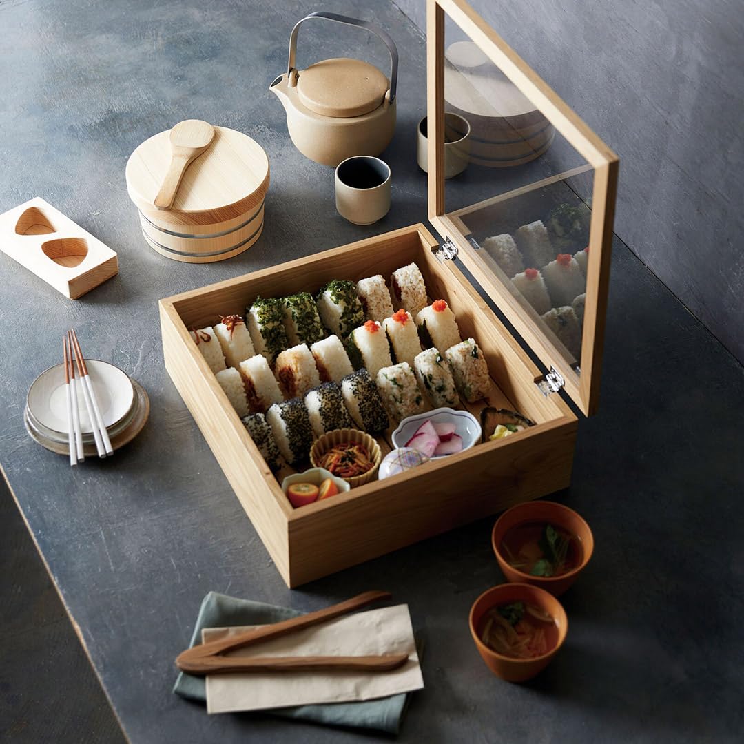 Making Rice Musubi With Formed Containers TIKUSAN Wooden Onigiri Musubi Maker Japanese Rice Ball Press Hinoki ...