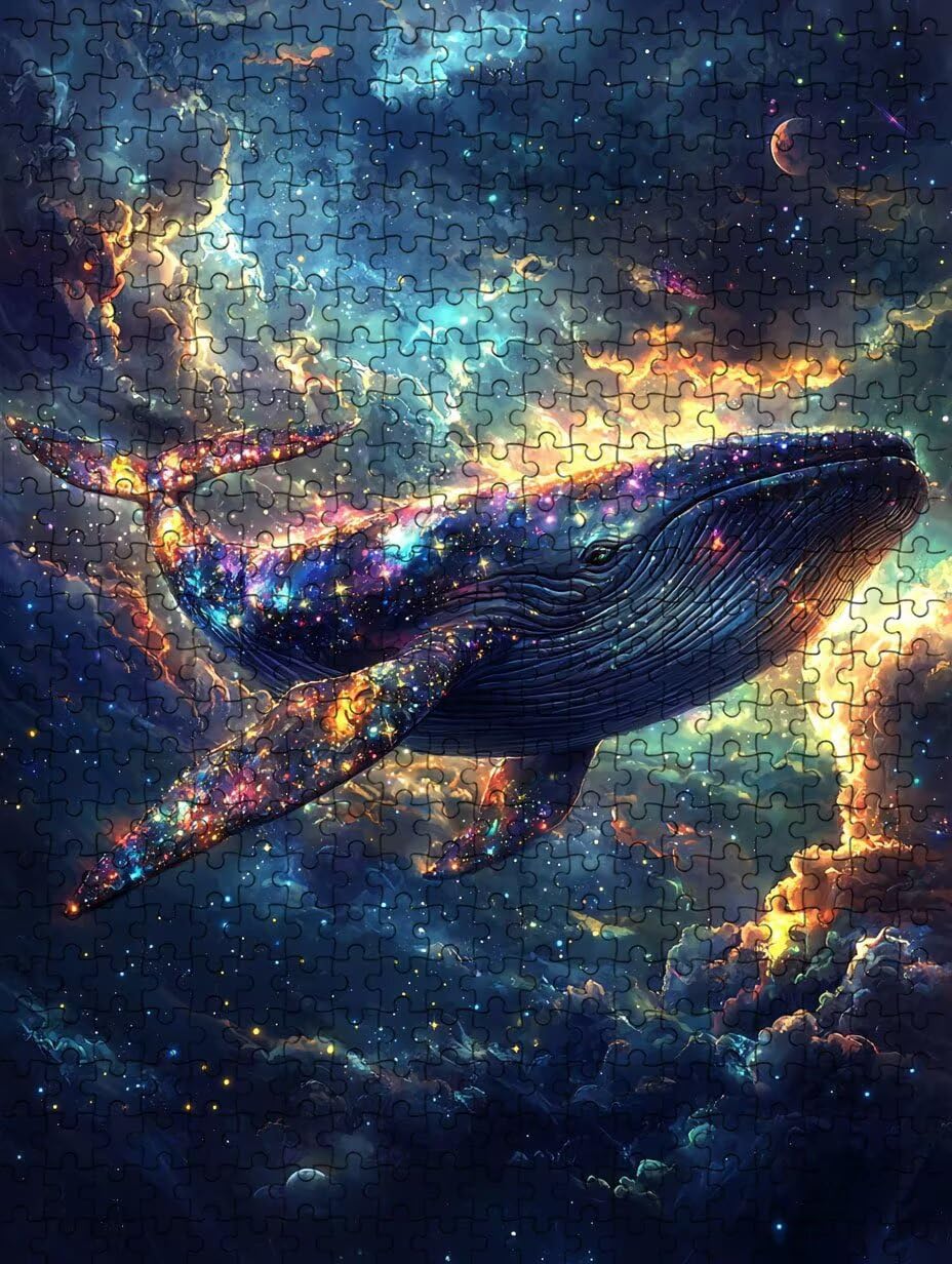 Puzzle 3000 elementów, puzzle dla dorosłych gwiaździste niebo delfiny artystyczne puzzle, gra puzzli, drewniane układanki, niemożliwa klasyczna układanka, do gry edukacyjnej wyzwanie zabawki