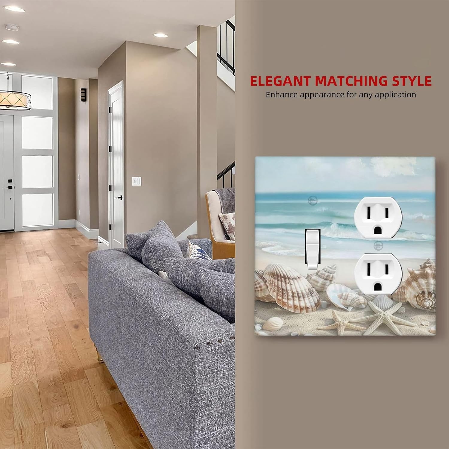Decorative Outlet Covers Beach Costal Ocean Sea Starfish 2 Gang Light Switch Cover Plate Single Toggle Duplex Wall Plates for Electrical Outlets Switch Plate Covers for Bedroom Decor