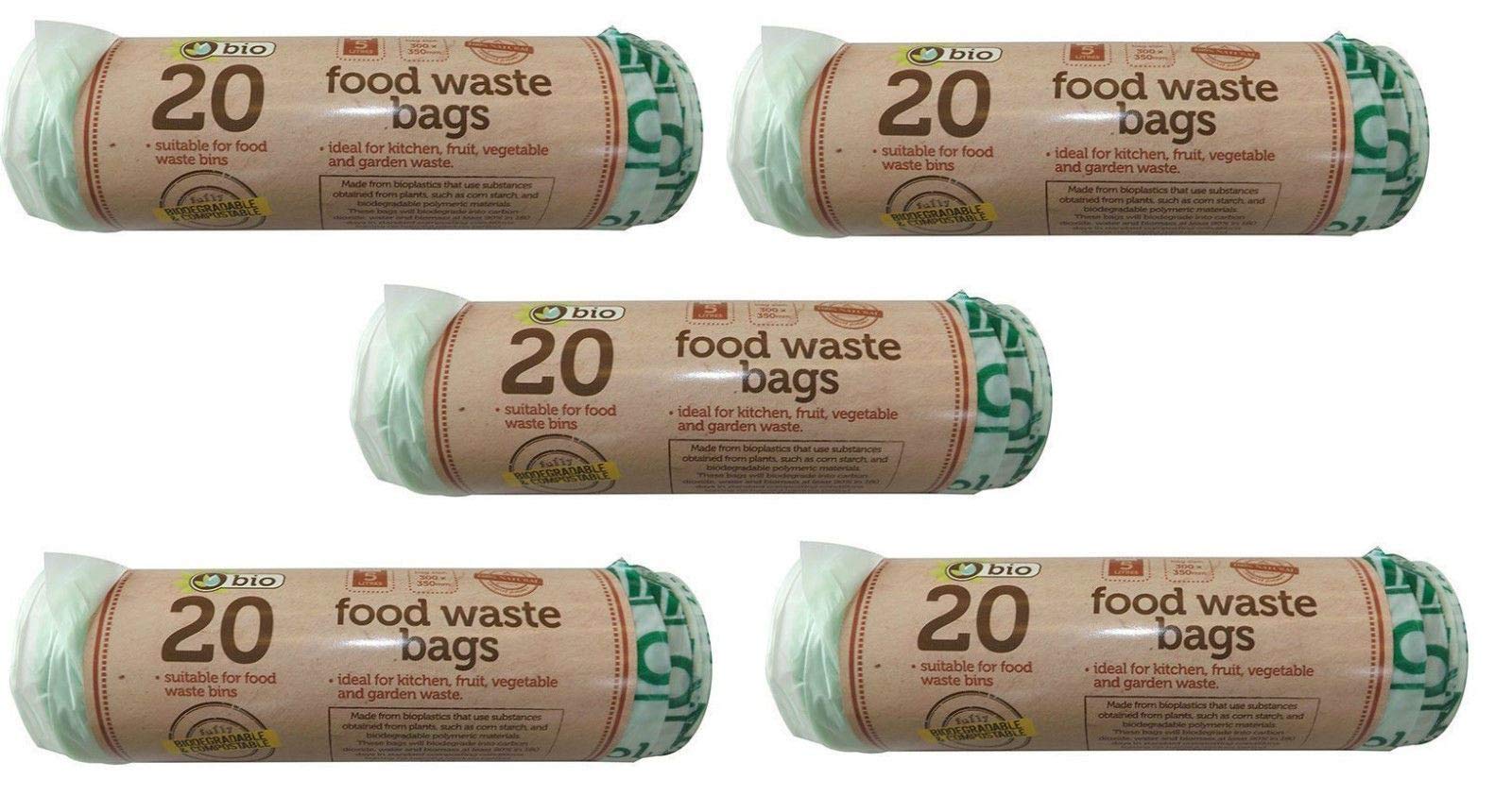 Tidyz 100 Bio-Degradable Food Waste Bags Rubbish Compost Recycle Kitchen Veg Fruit