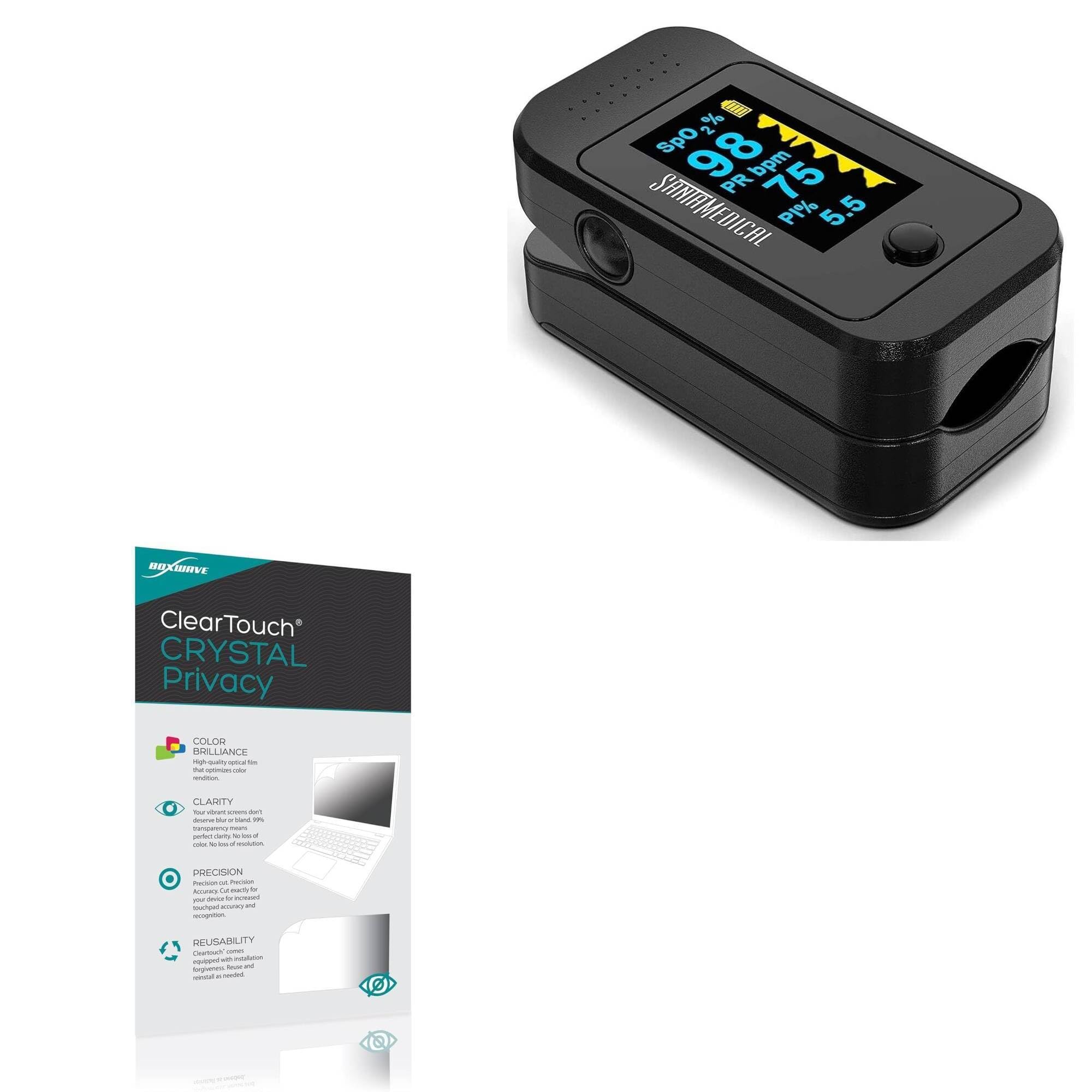 BoxWave Screen Protector Compatible with Santa Medical Dual Color OLED Pulse Oximeter - ClearTouch Crystal Privacy (2-Pack), Privacy Screen Protector Flexible Film Clear