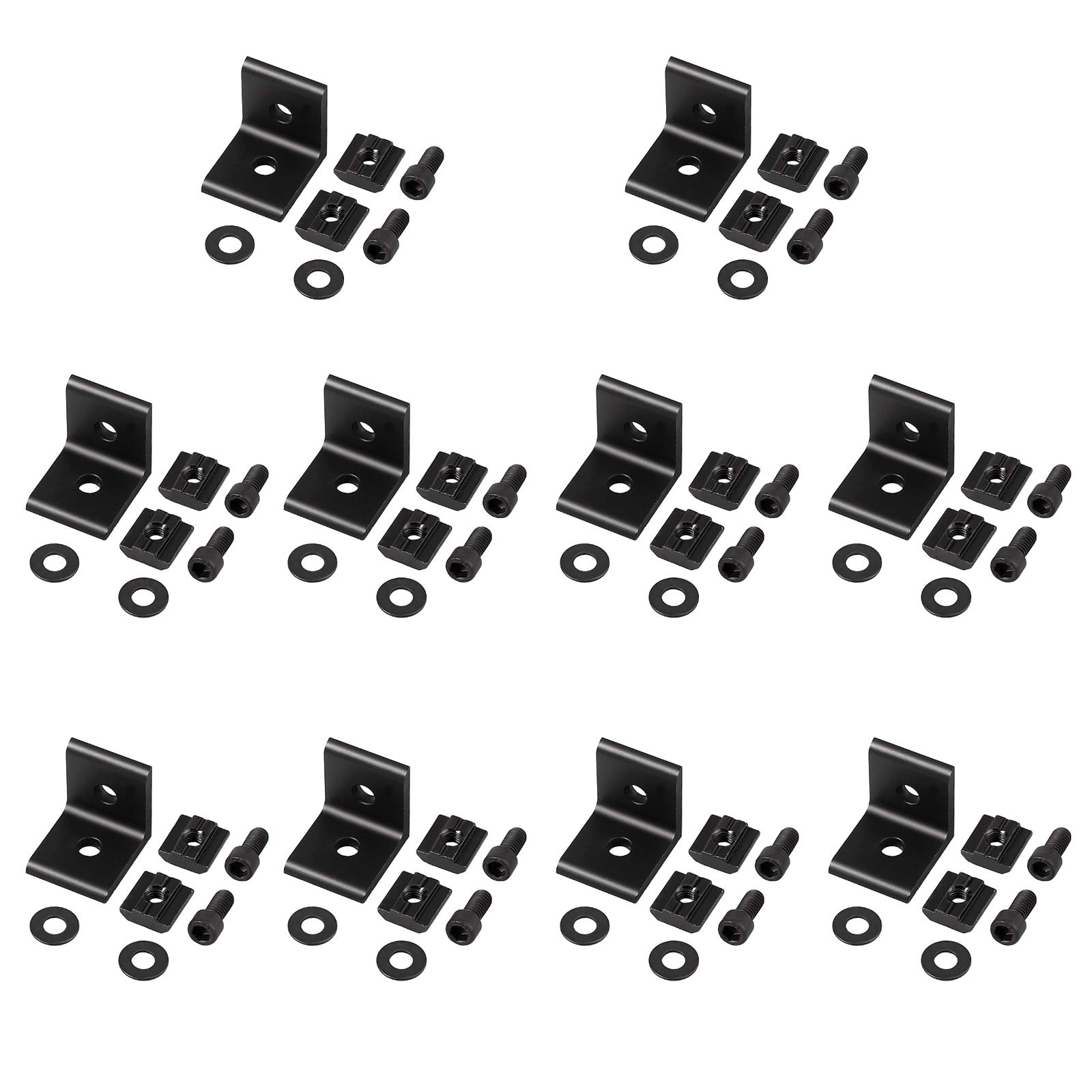 EYPINS 10X Winkelverbinder ALU, Winkel Befestigung Befestigungsmaterial Aluprofil 30x30 30x60 Nut 8 Raster Streben Aluminium Bauwinkel Möbelwinkel Eckwinkel für Aluminiumprofil, Strebenprofil, Schwarz