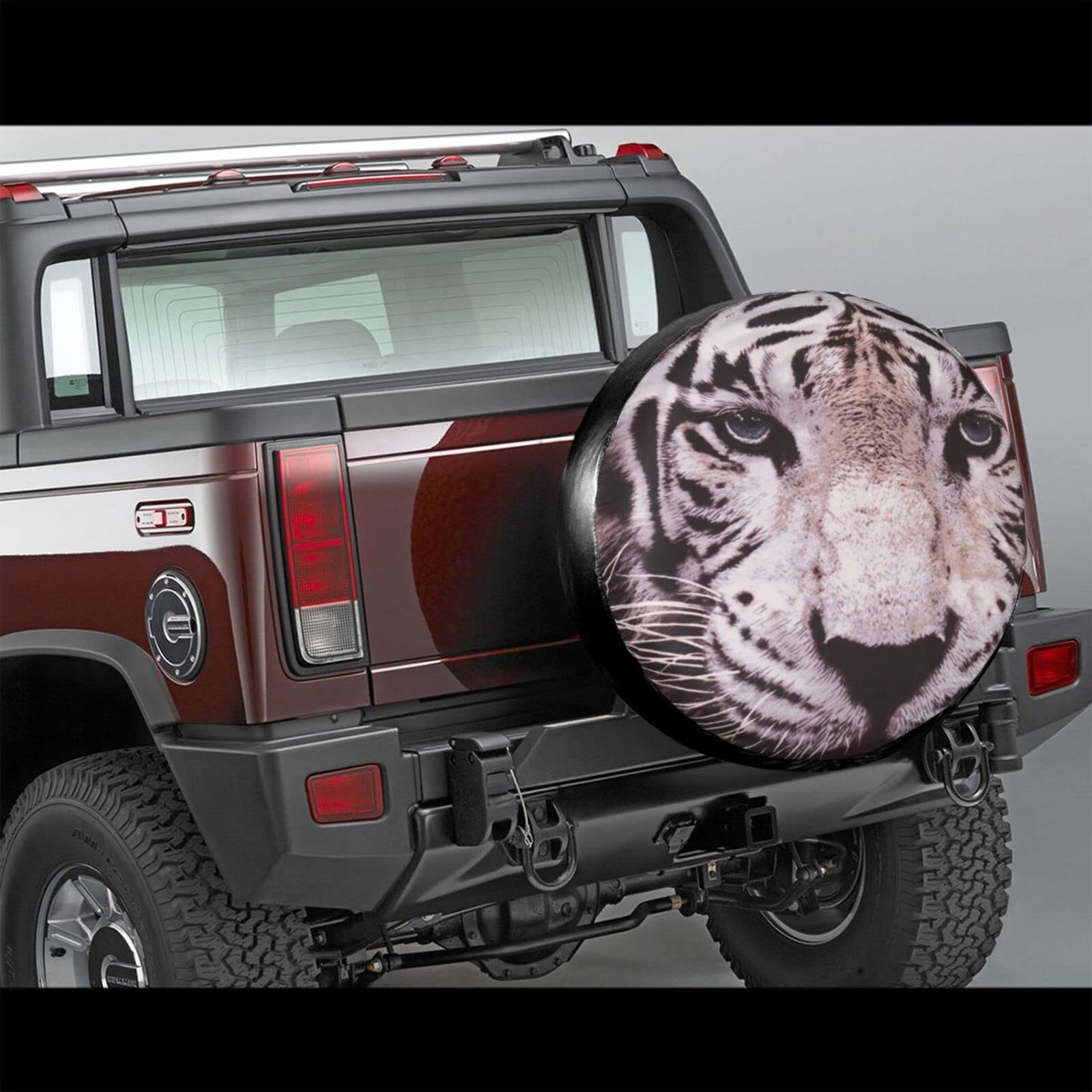 Witte Tijger Gezicht Gedrukt Band Cover Waterdichte Reserveband Cover Band Wiel Protector Voor Auto Suv Truck 17×17 Inch