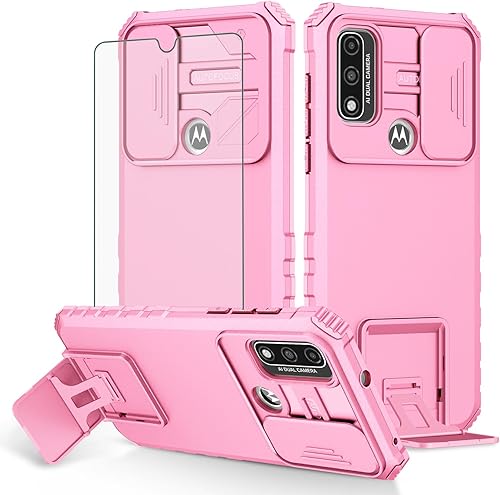 Asuwish Funda de teléfono para Motorola Moto G Pure 2021 con protector de pantalla de vidrio templado y cubierta deslizante para cámara deslizante,
