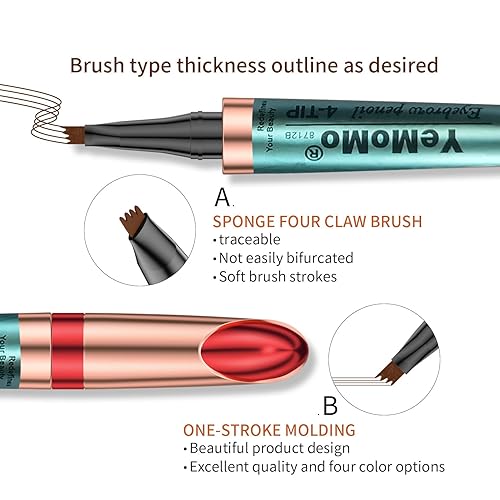 Miniatura 3 de Lápiz de cejas de 4 puntas, resistente al agua, de larga duración, oro rosa, 4 colores disponibles café claro, café oscuro, gris, negro (2# café