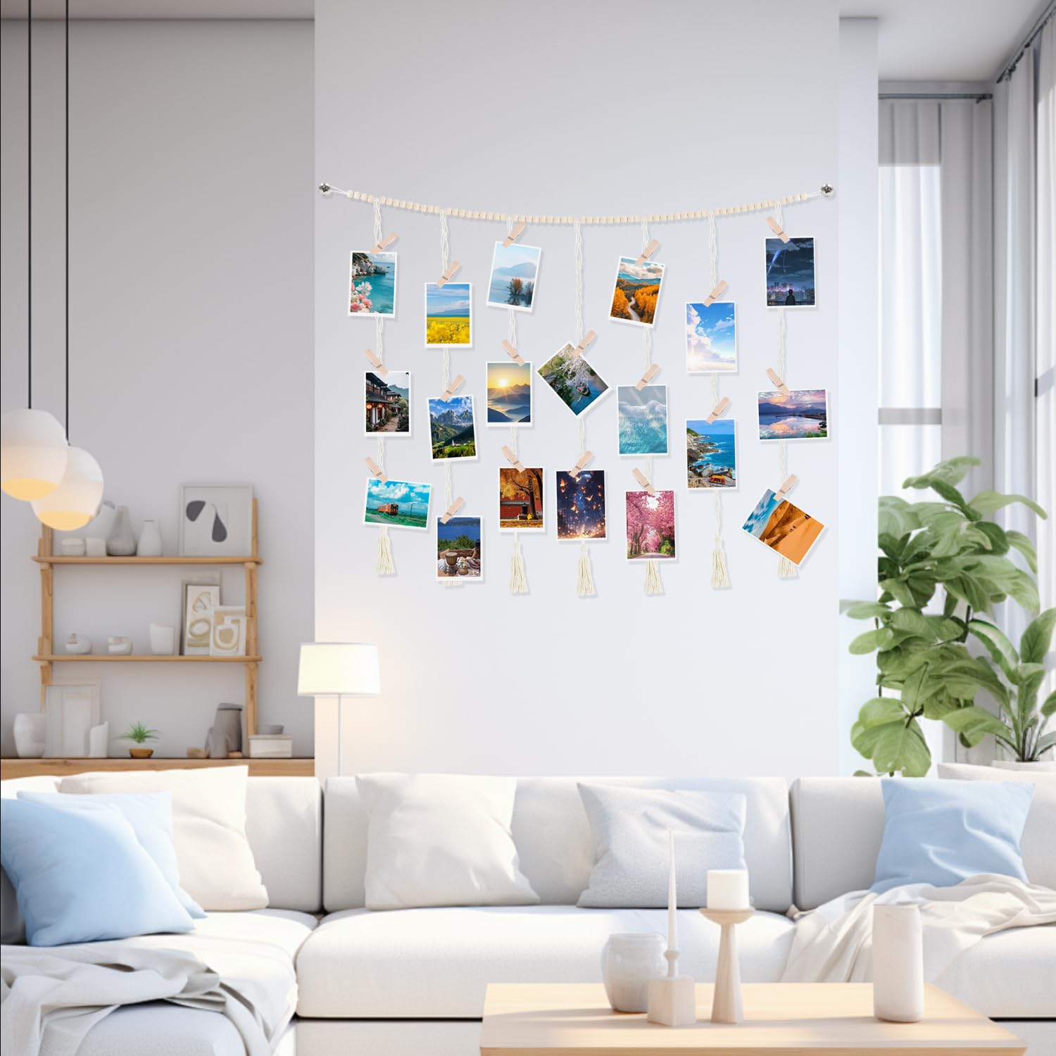 Décoration Murale DIY Cadre Photo Mural Uping - Pêle-Mêle à Pinces En Bois - Porte Photos DIY Déco Maison Decoration Murale Diy