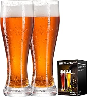 PARACITY Beer Glasses, Pint Glasses Set of 2, Pilsner Wheat Beer Glasses, Glasses Drinking Set, Glassware Gift for Men (19 oz)