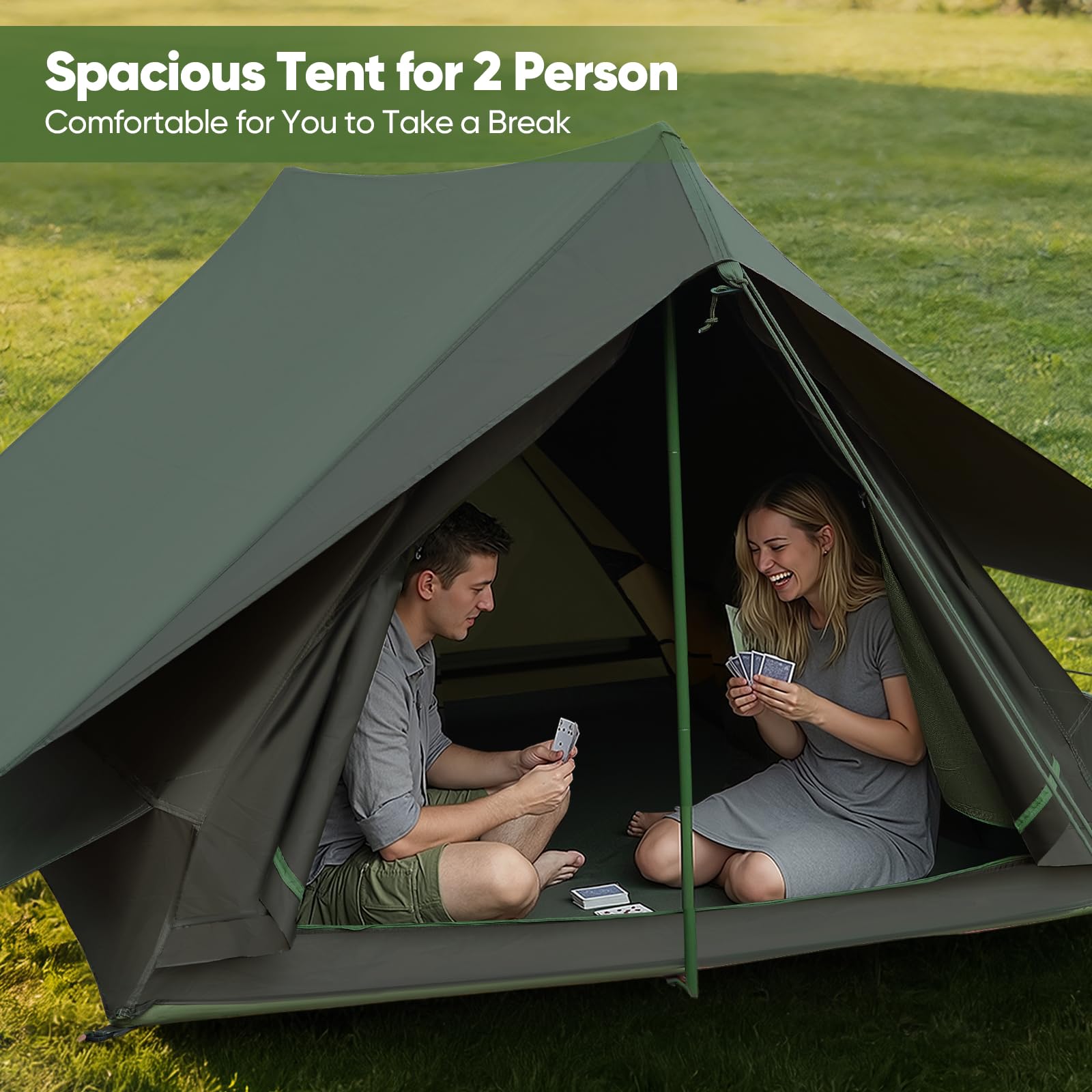 Zelt 2 Personen Camping Zelte, Doppelschicht Zelt mit 3000mm Wassersäule, Atmungsaktives Netzgewebe, Windfest, Schnellaufbau Trekkingzelt für Camping Wandern Backpacking Familien