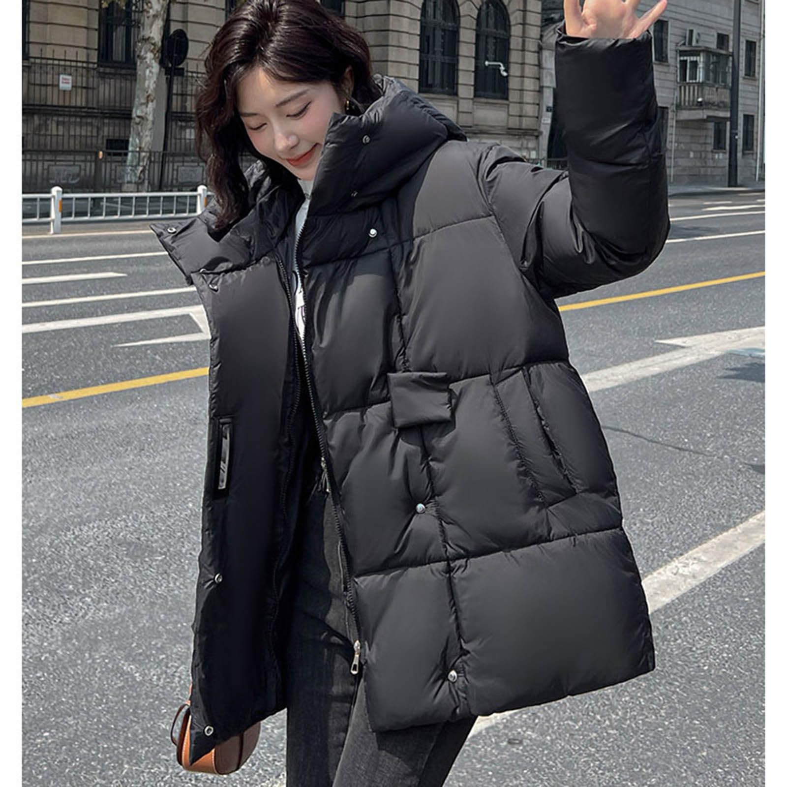 Cappotto Donna Lungo Invernale Caldo Ispessito Piumino Lungo con Cappuccio Ripiegabile Piumini 100 Grammi Ripiegabile Imbottito Piumini con Cappuccio Invernale Antivento Taglie Forti Cappotto da Donna