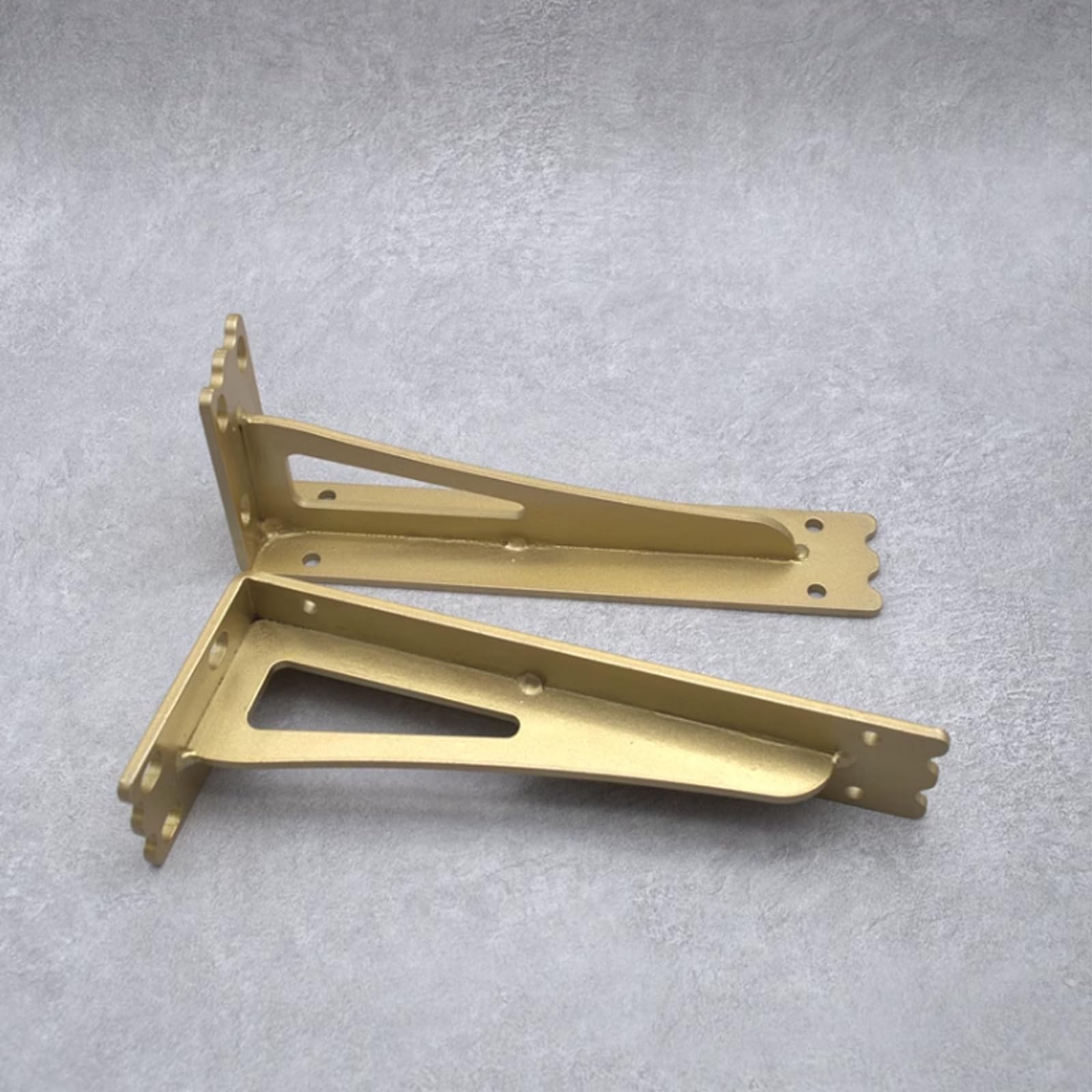 2 Pezzi Reggimensola Ferro,Staffe per Mensole Pesanti,Staffa Supporti per Mensola a Parete Triangolare 90 Gradi Angolo Retto,per Casa,Cucina e l'ufficio,con Viti,Oro (35cm x 10cm)