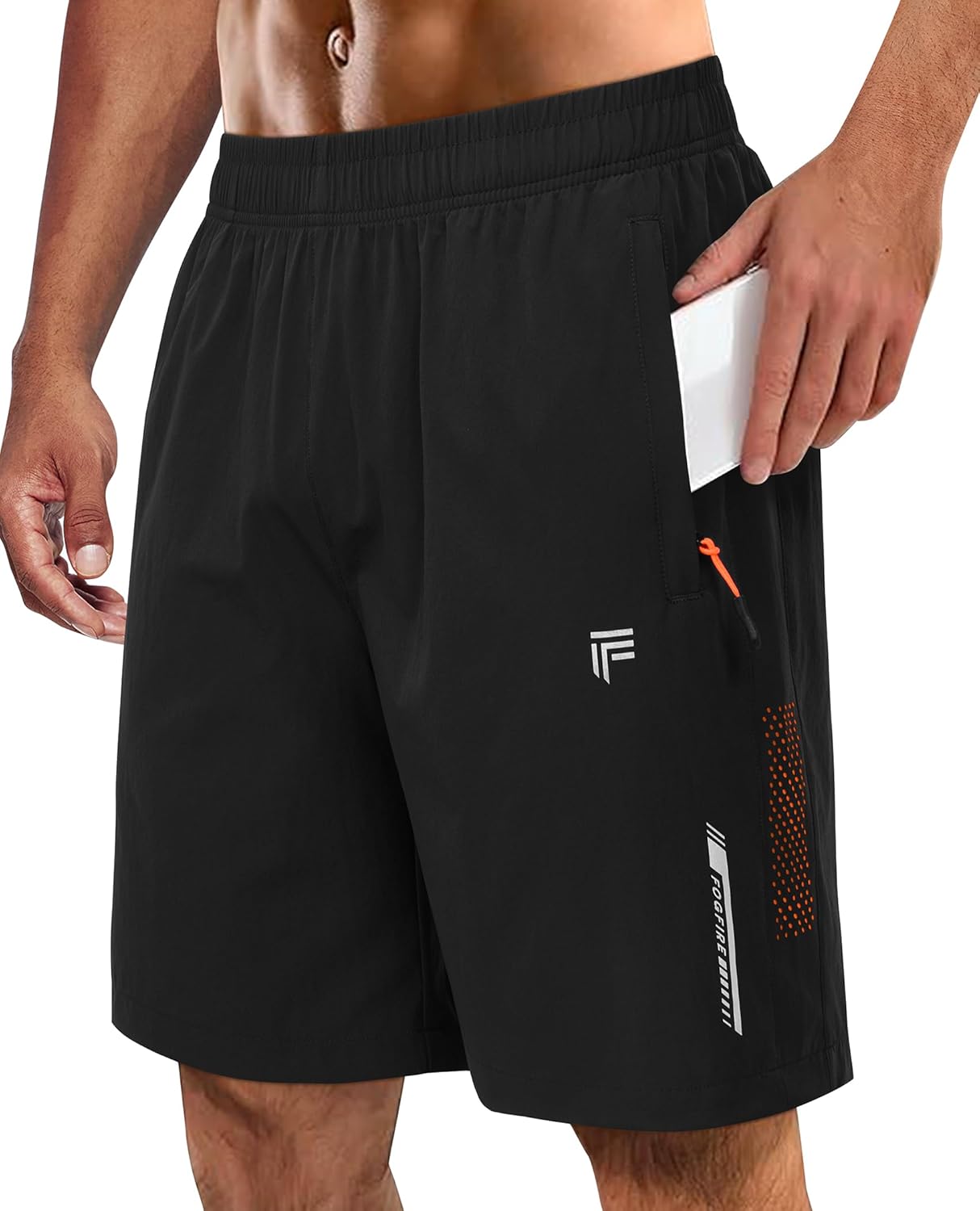 Men's Athletic Running Shorts with Zipper Pockets Quick Dry Drawstring 7" Gym Shorts for Basketball Workout Jogging
