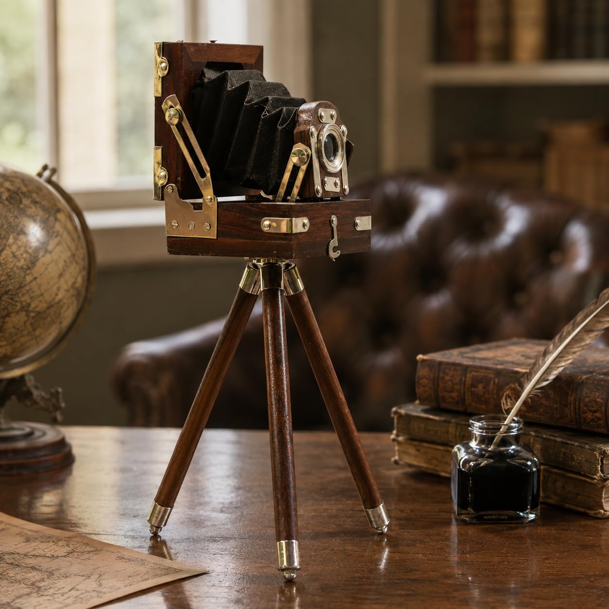 Amazon.com: Vintage Film Camera Decor with Wooden Tripod