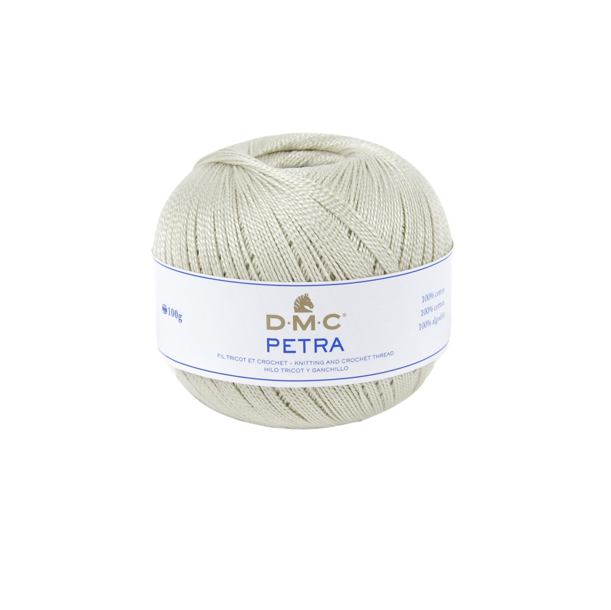 DMC Petra Yarn, 100% Cotton, Grey (54003), Size 5, Cream Grey, 9x9x8 cm